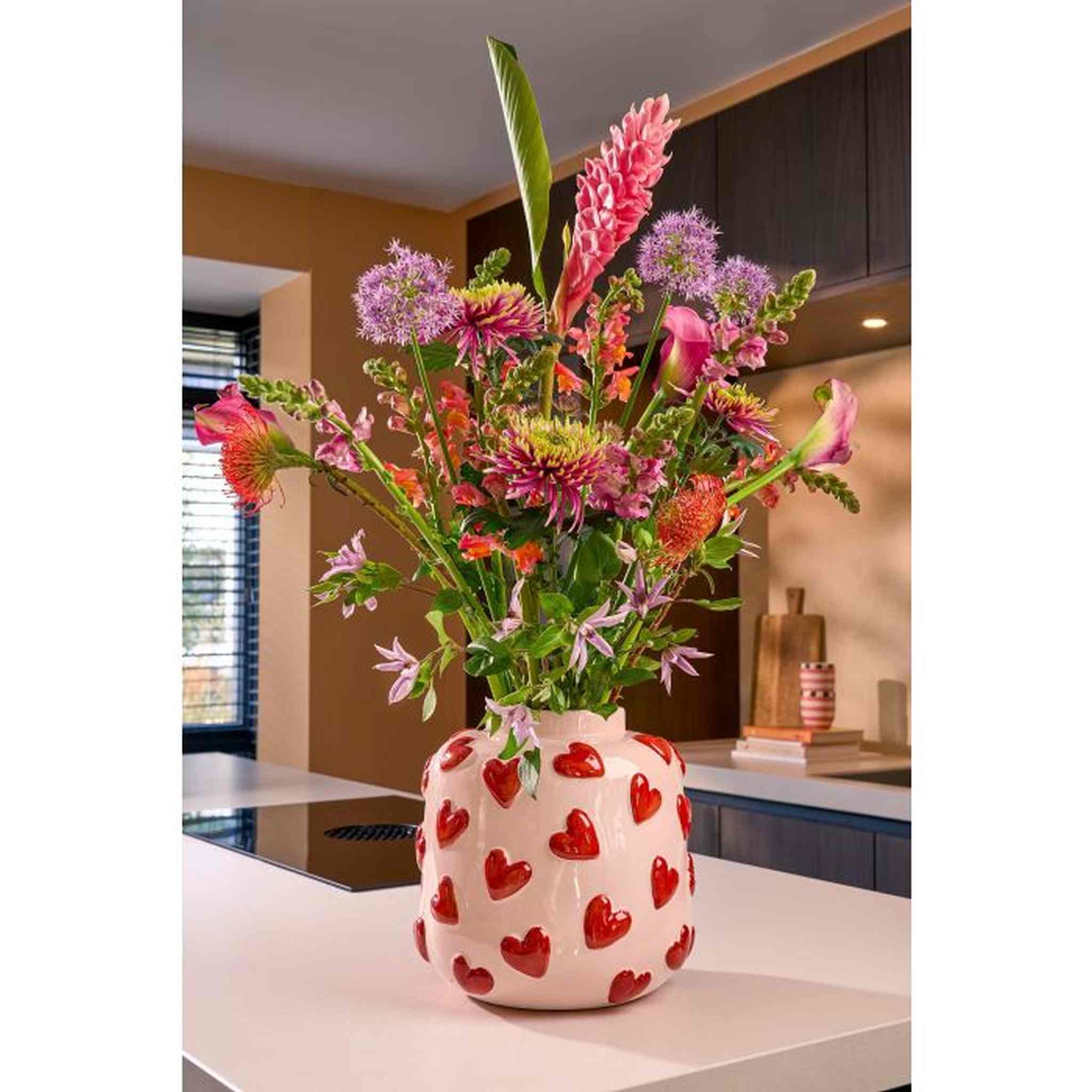 Mica Decorations Vaas Hearts - 28x28x28 cm - Keramiek - Roze