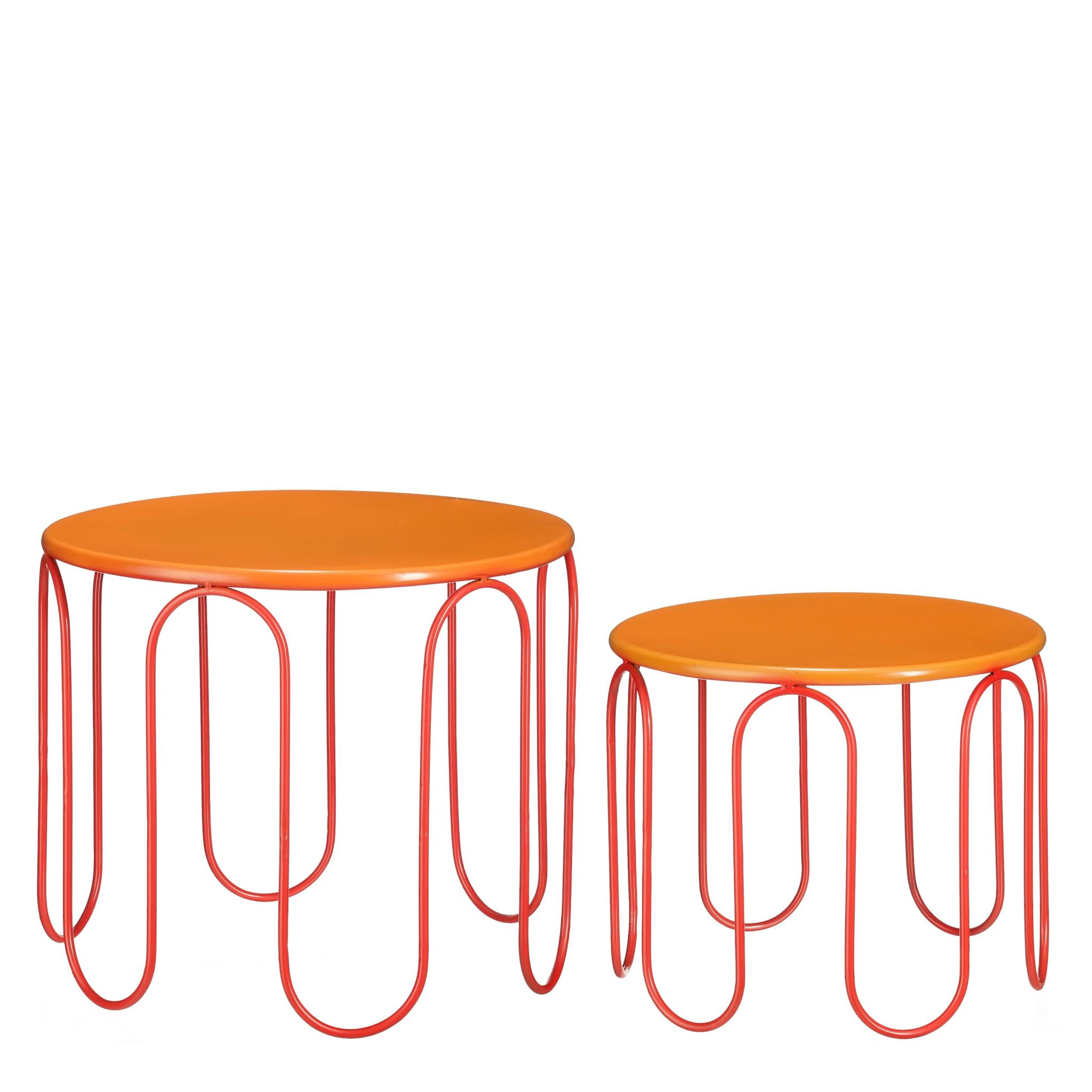 Mica Decorations Bijzettafel Dione - 46x46x39 cm - Ijzer - Bruin - Set van 2