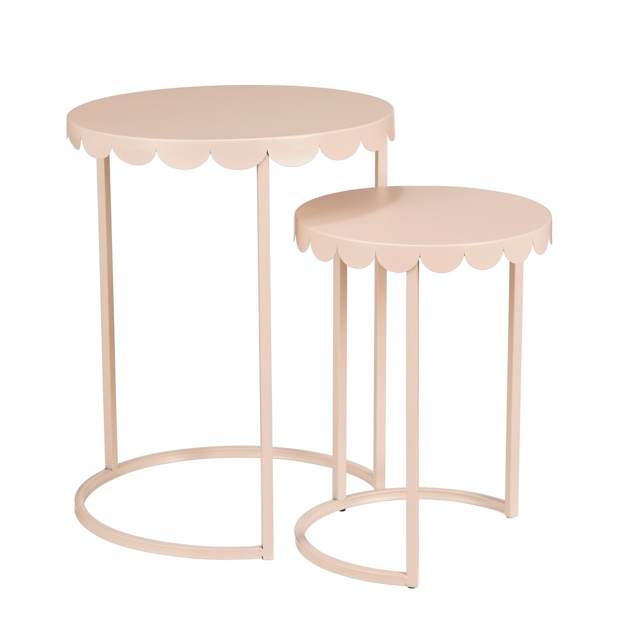 Mica Decorations Bijzettafel Lara - 40x40x51 cm - Ijzer - Licht Roze - Set van 2