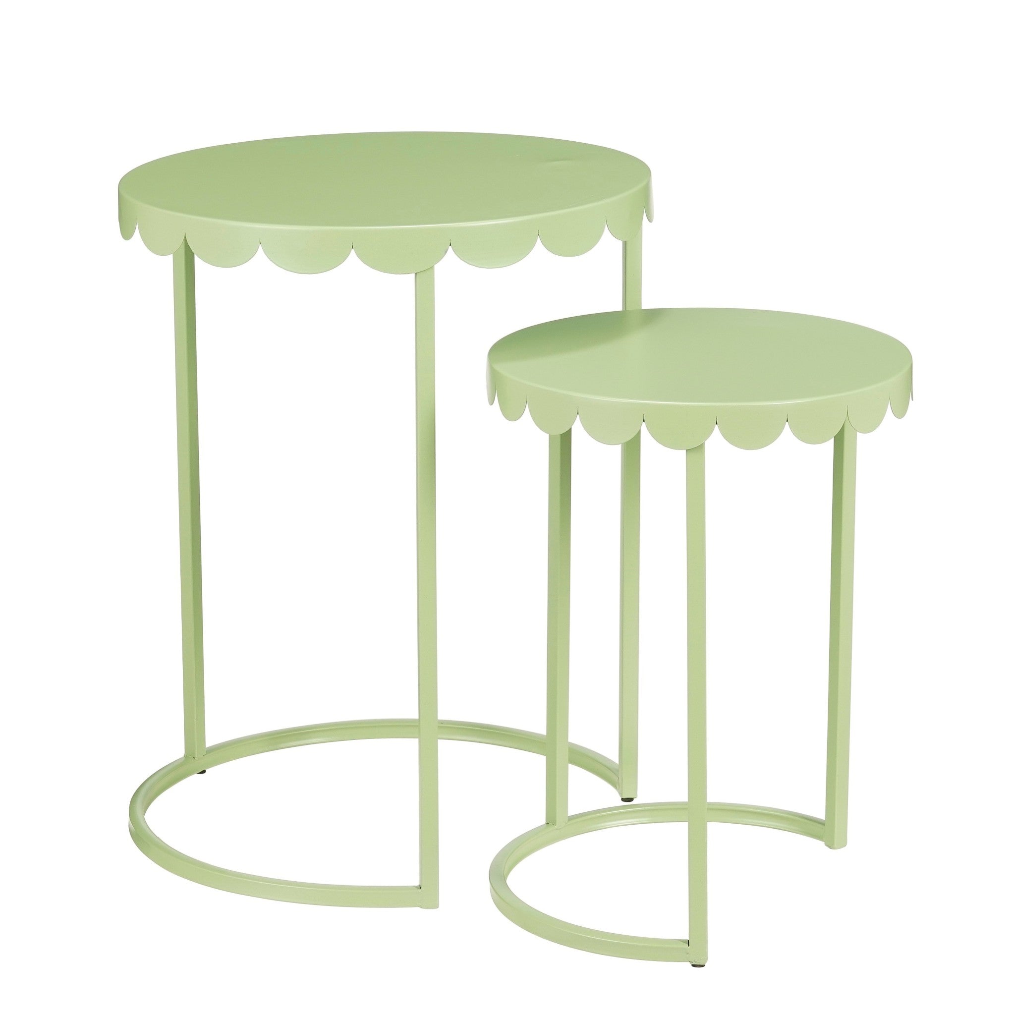 Mica Decorations Bijzettafel Lara - 40x40x51 cm - Ijzer - Groen - Set van 2