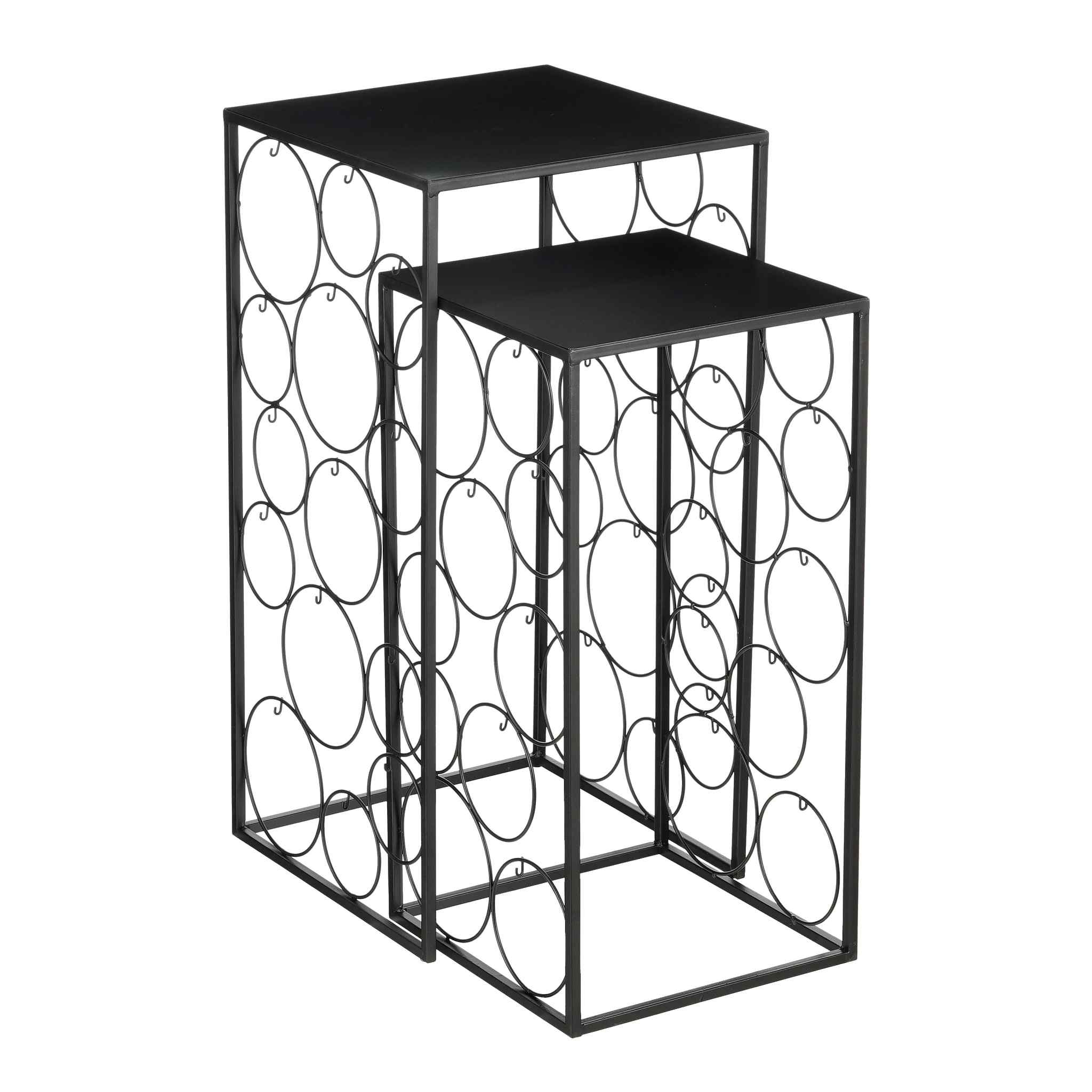 Mica Decorations Bijzettafel Goa Side - 35x35x70 cm - Ijzer - Zwart - Set van 2