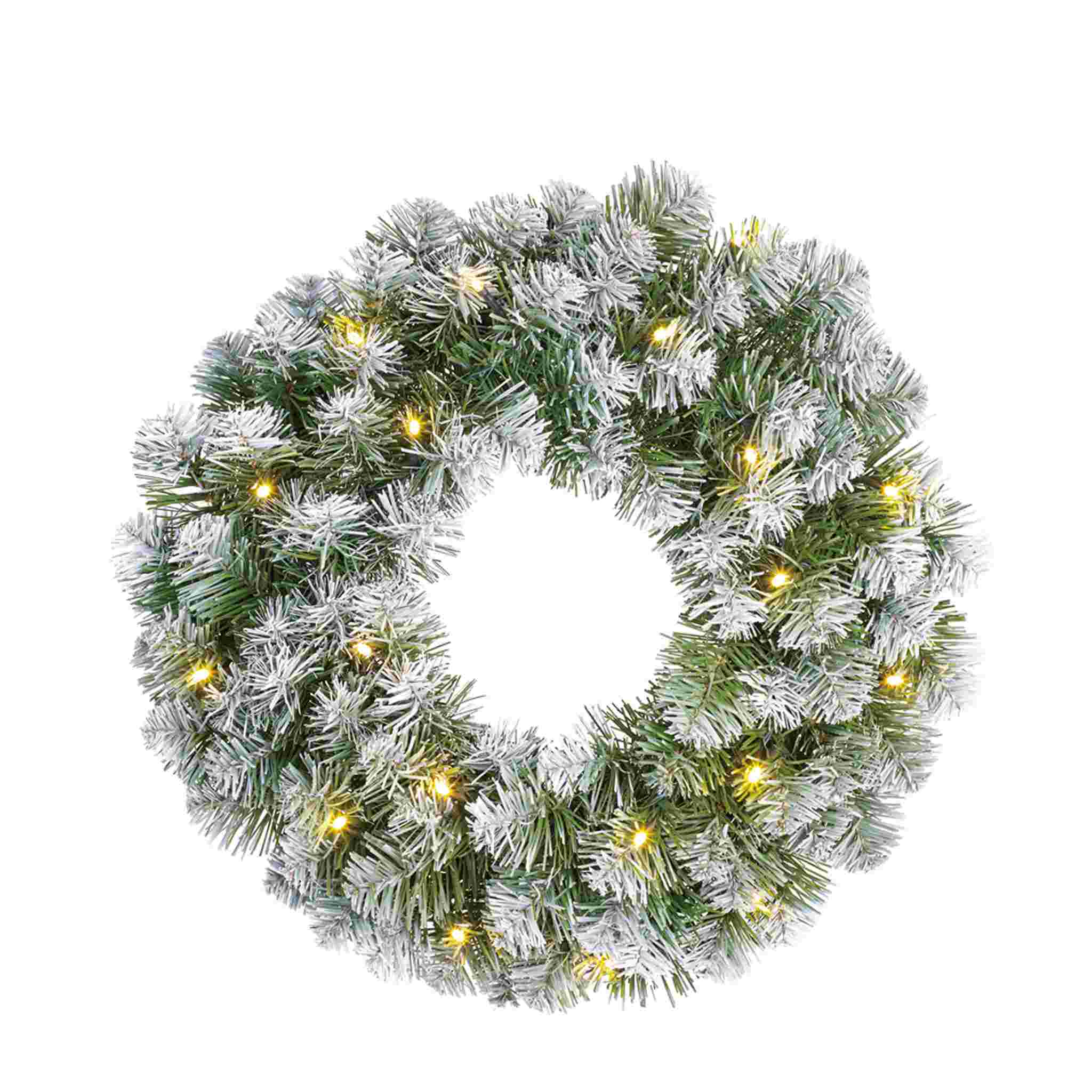 Black Box Kerstkrans Norton - 45x45x0 cm - Pvc - Besneeuwd,Groen