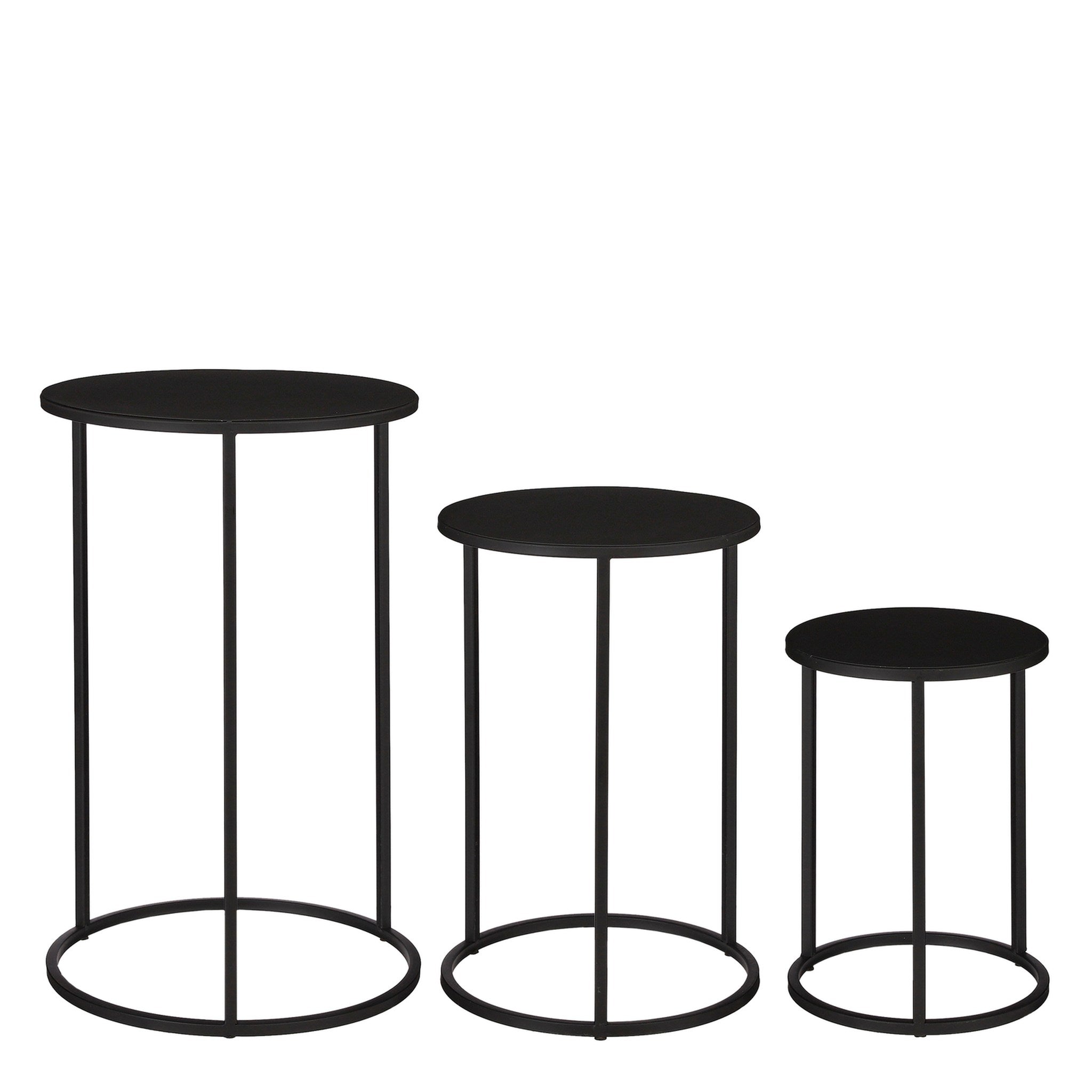 Mica Decorations Bijzettafel Quinty - 32x32x50 cm - Ijzer - Zwart- Set van 3