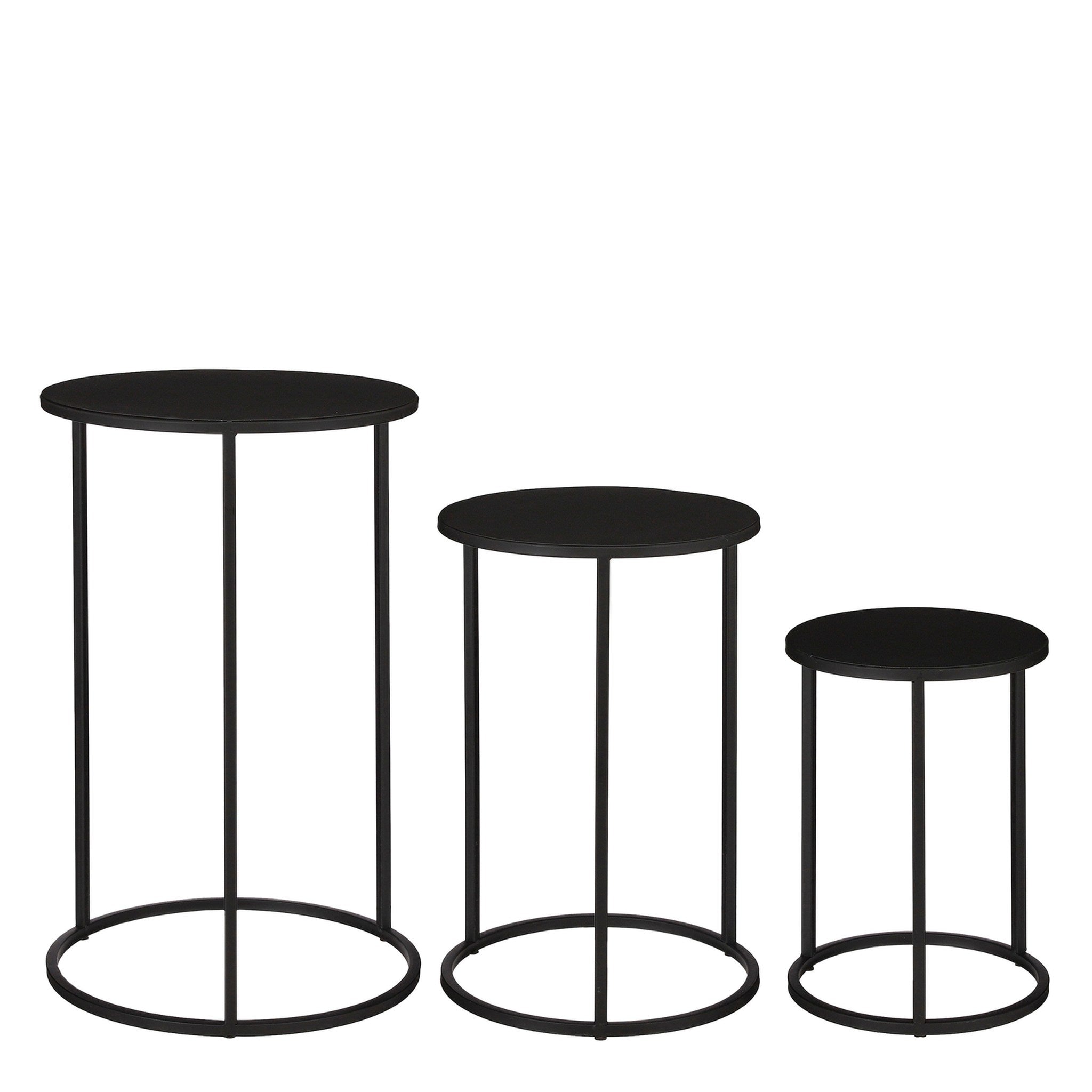 Mica Decorations Bijzettafel Quinty - 32x32x50 cm - Ijzer - Zwart- Set van 3