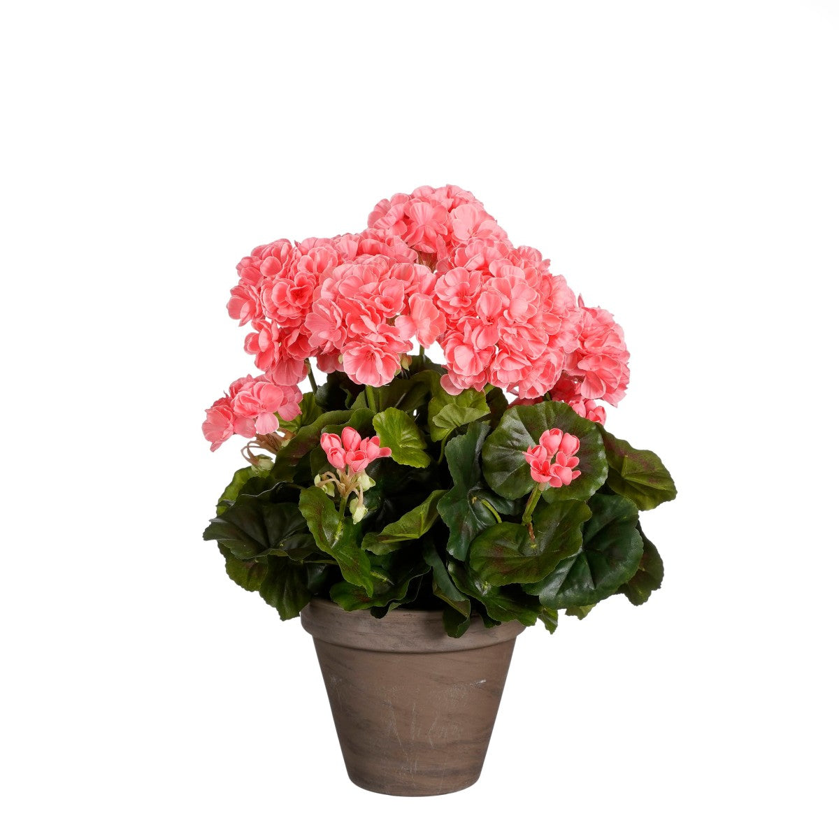 Mica Decorations Geranium Kunstplant - 27x27x41 cm - Polyester - Zalm