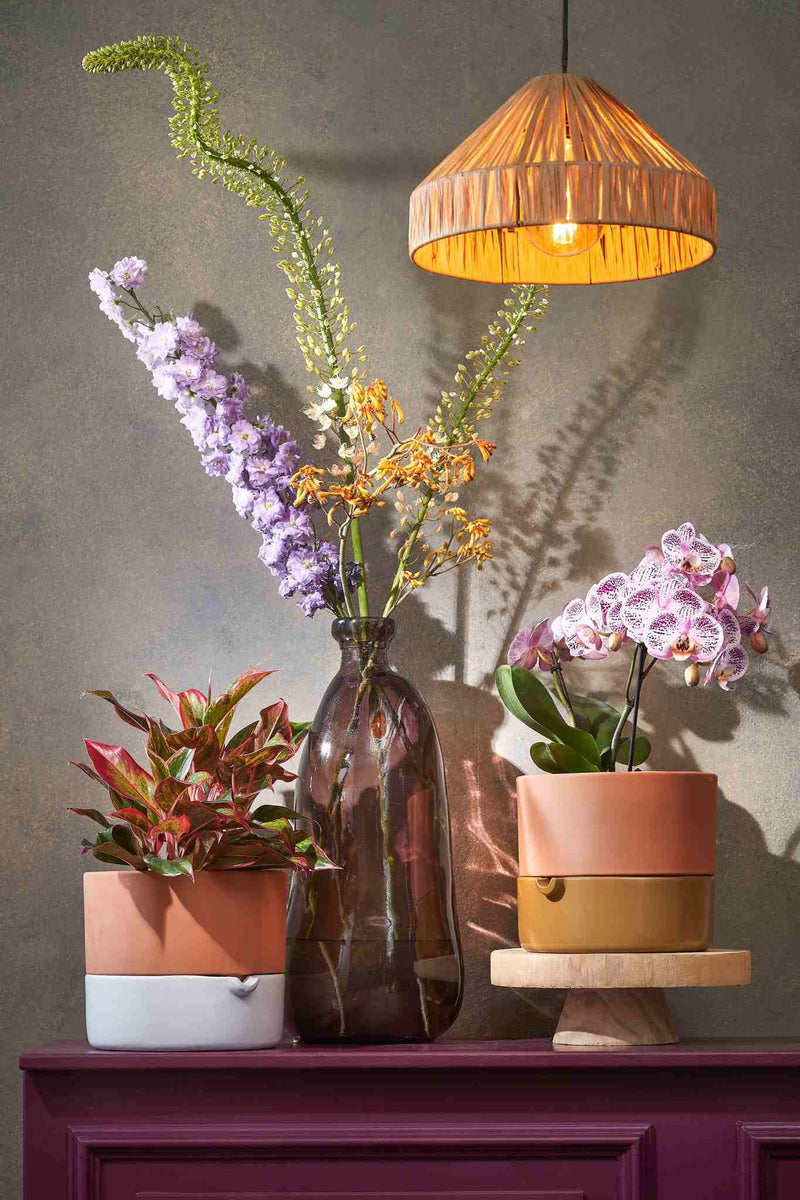 Mica Decorations Hanglamp Elisa - 30x30x18 cm - Raffia - Bruin