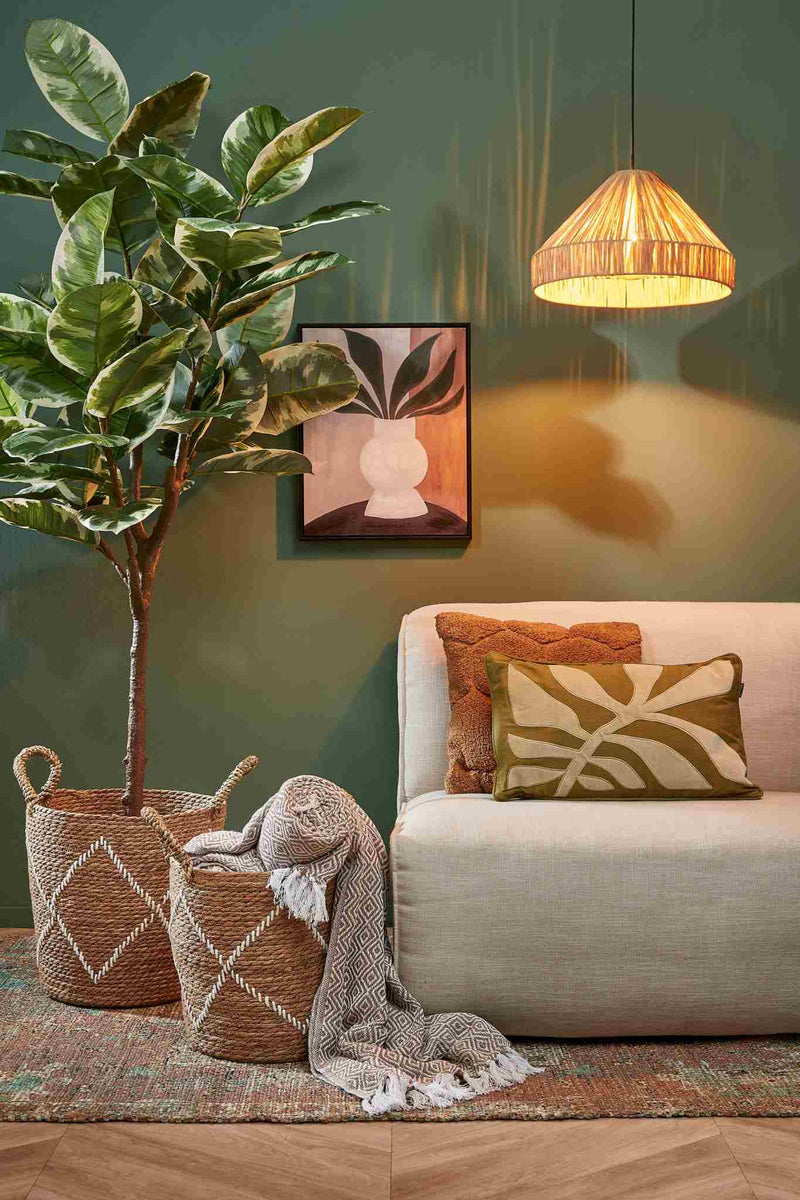 Mica Decorations Hanglamp Elisa - 40x40x24 cm - Raffia - Bruin