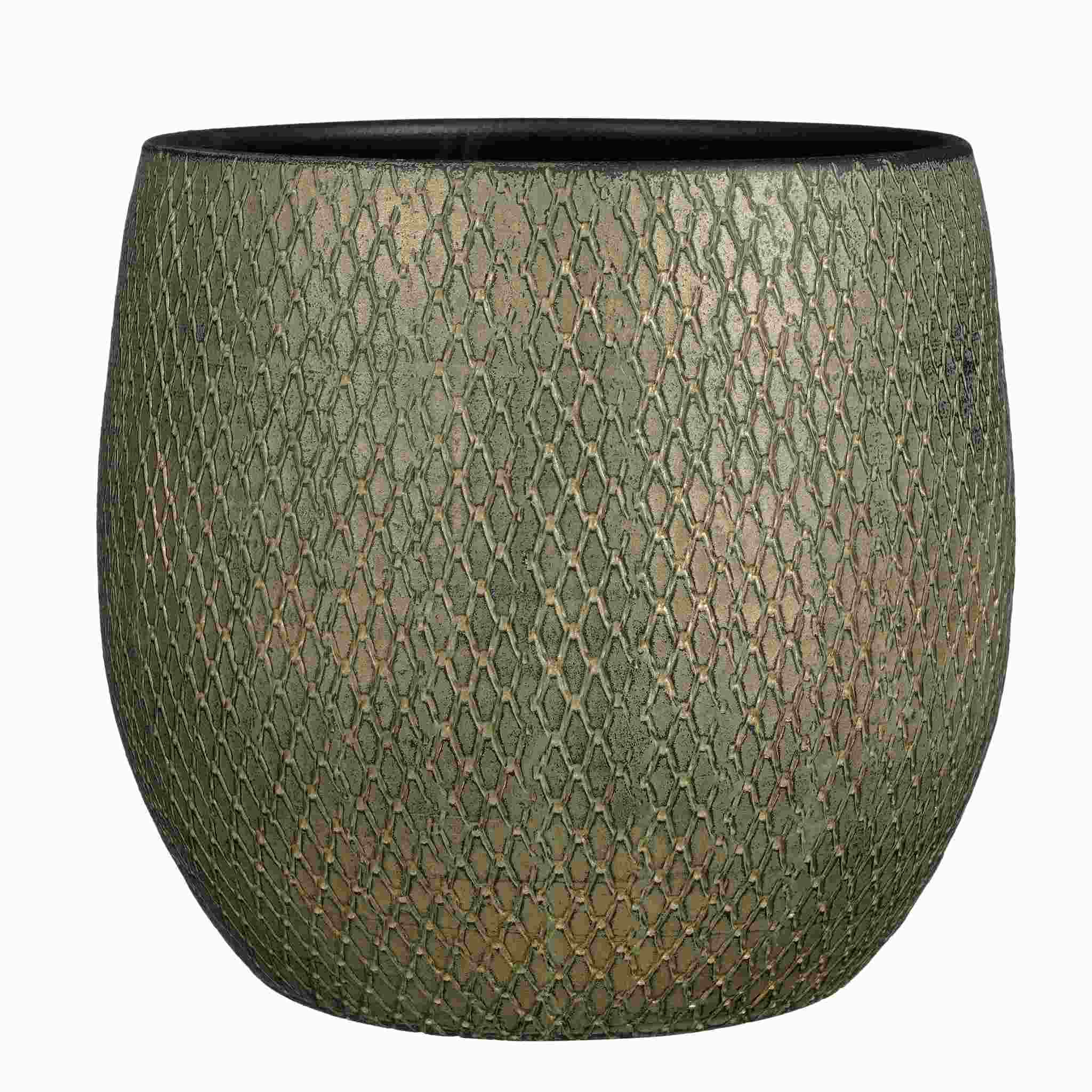Mica Decorations Bloempot Madeira - 32x32x32 cm - Terracotta - Groen