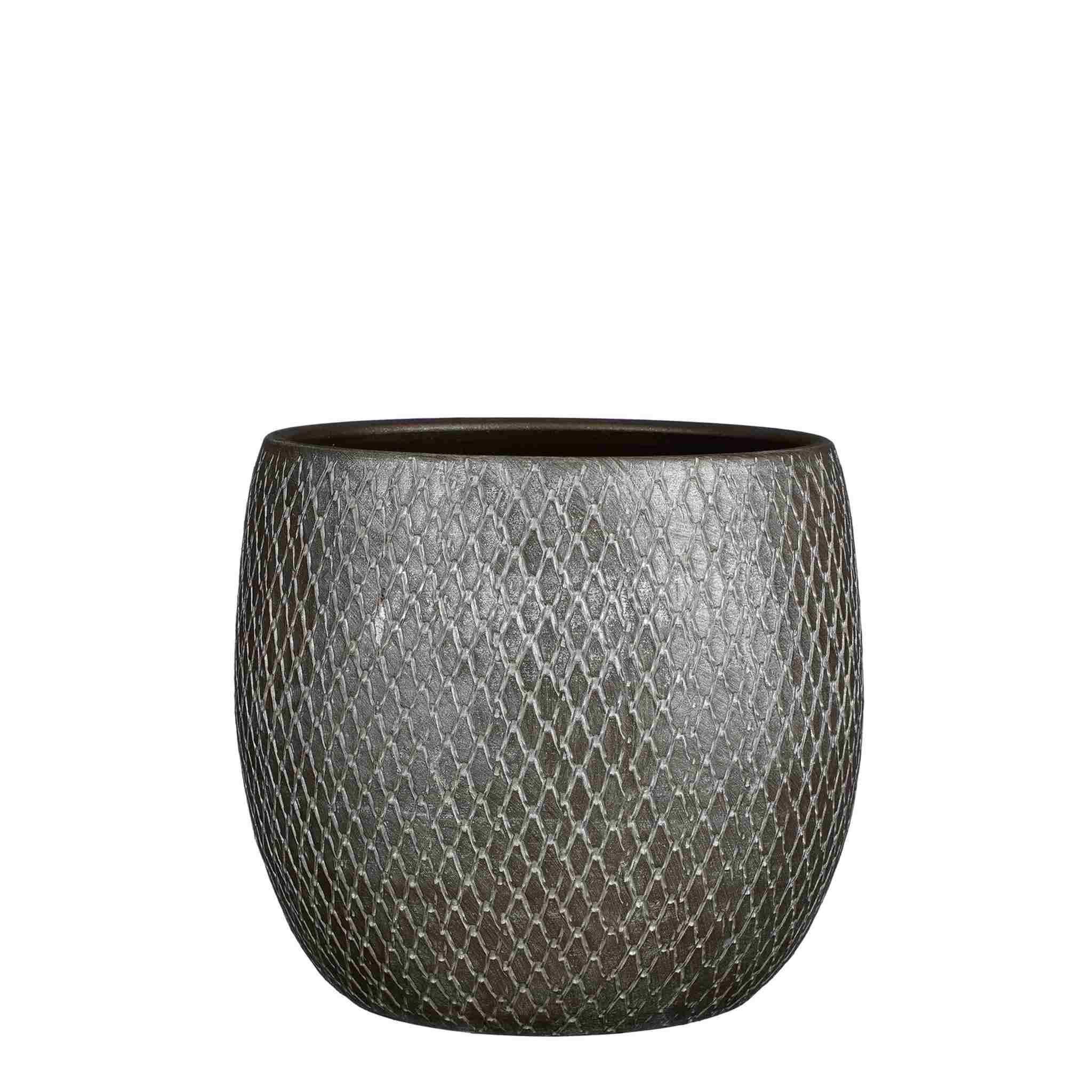 Mica Decorations Bloempot Madeira - 23x23x23 cm - Terracotta - Zilver