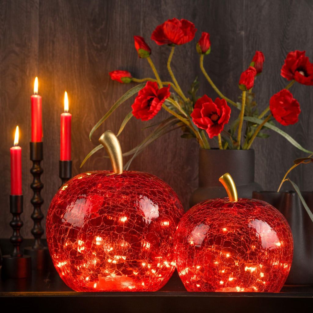 SVJ Tafellamp Appel met 30 LED - 22x22x24 cm - Glas - Rood