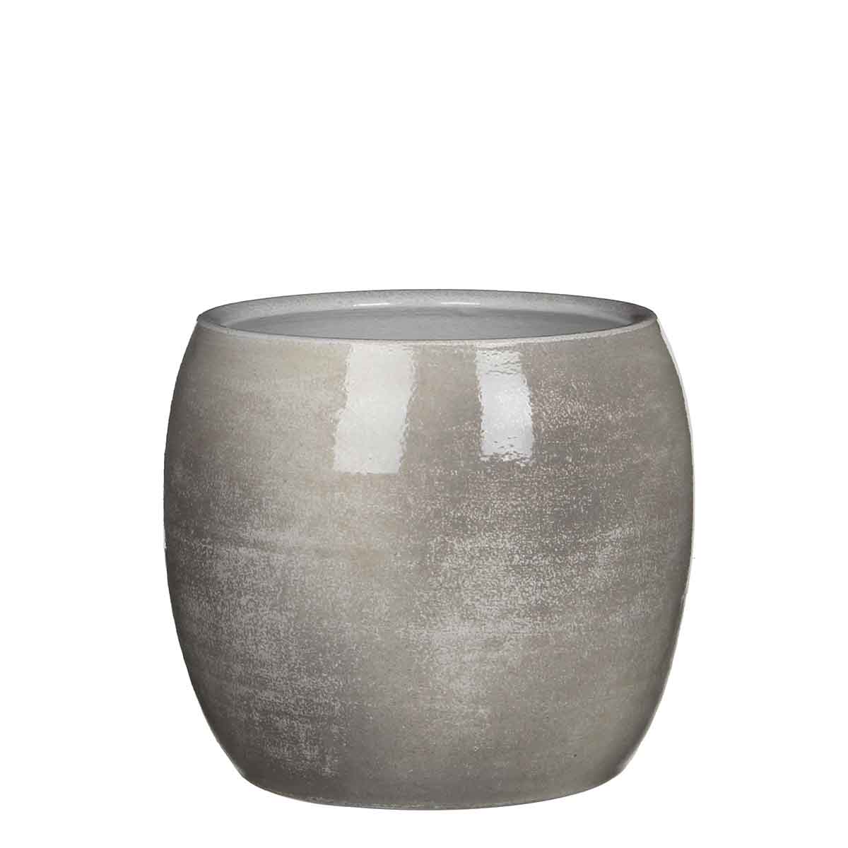 Mica Decorations lester ronde bloempot lichtgrijs maat in cm: 22 x 24