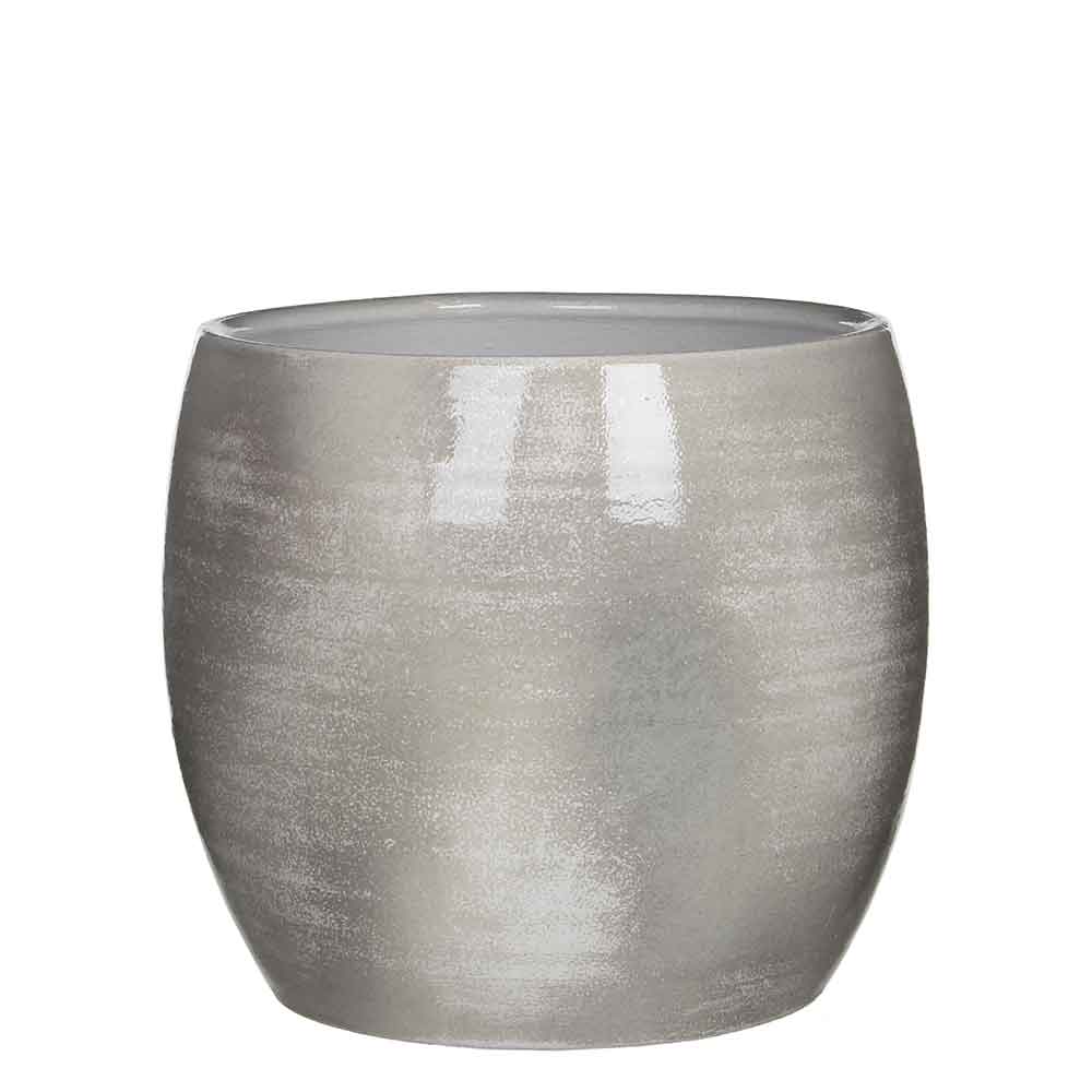 Mica Decorations lester ronde bloempot lichtgrijs maat in cm: 26 x 28
