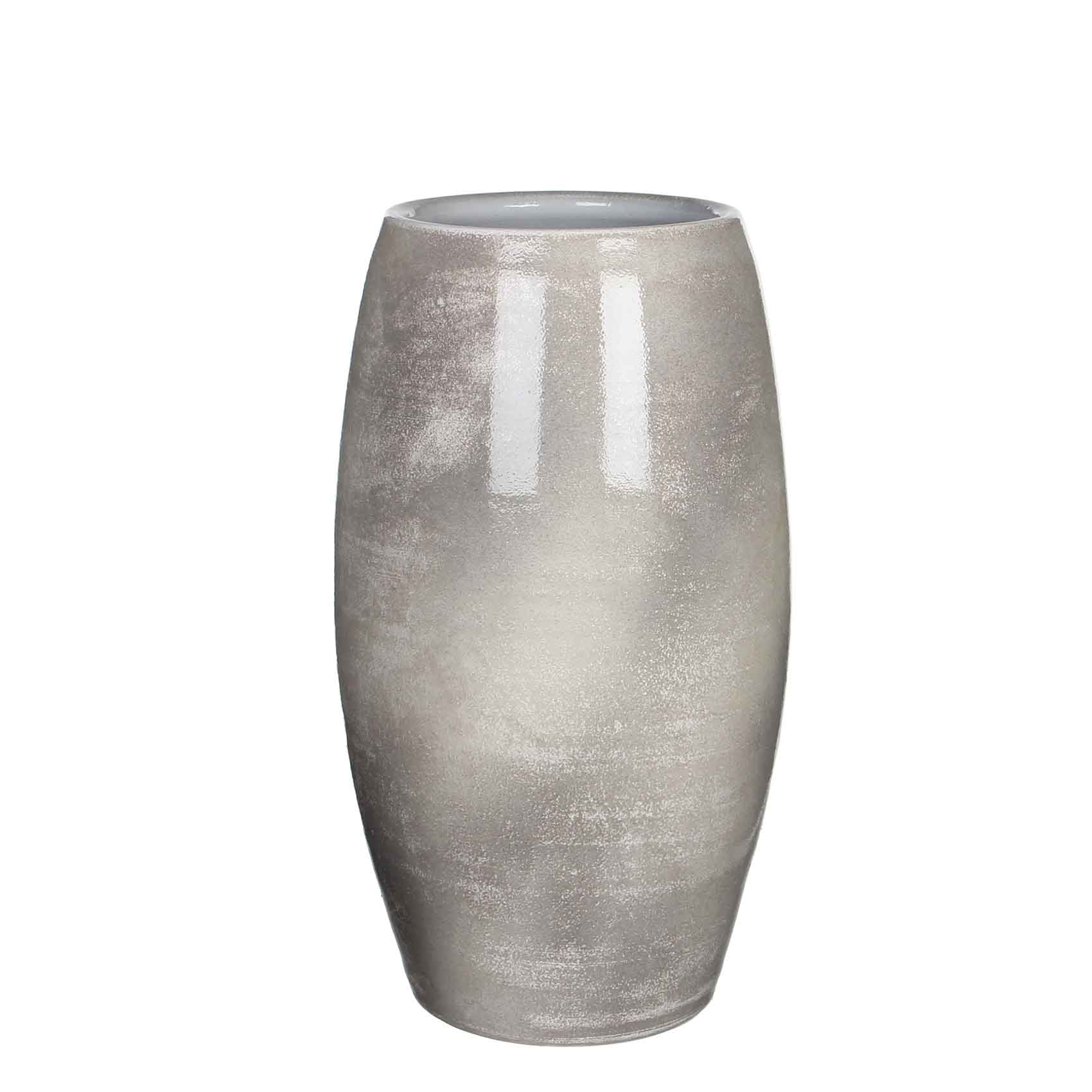 Mica Decorations lester vaas rond lichtgrijs maat in cm: 50 x 30