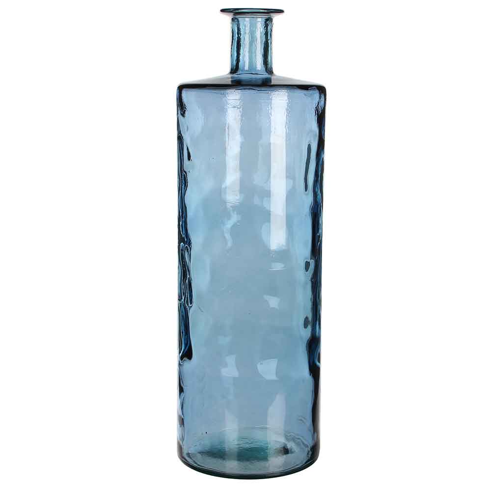 Mica Decorations Guan Vaas Fles - H75 x Ø25 cm - Glas - Blauw