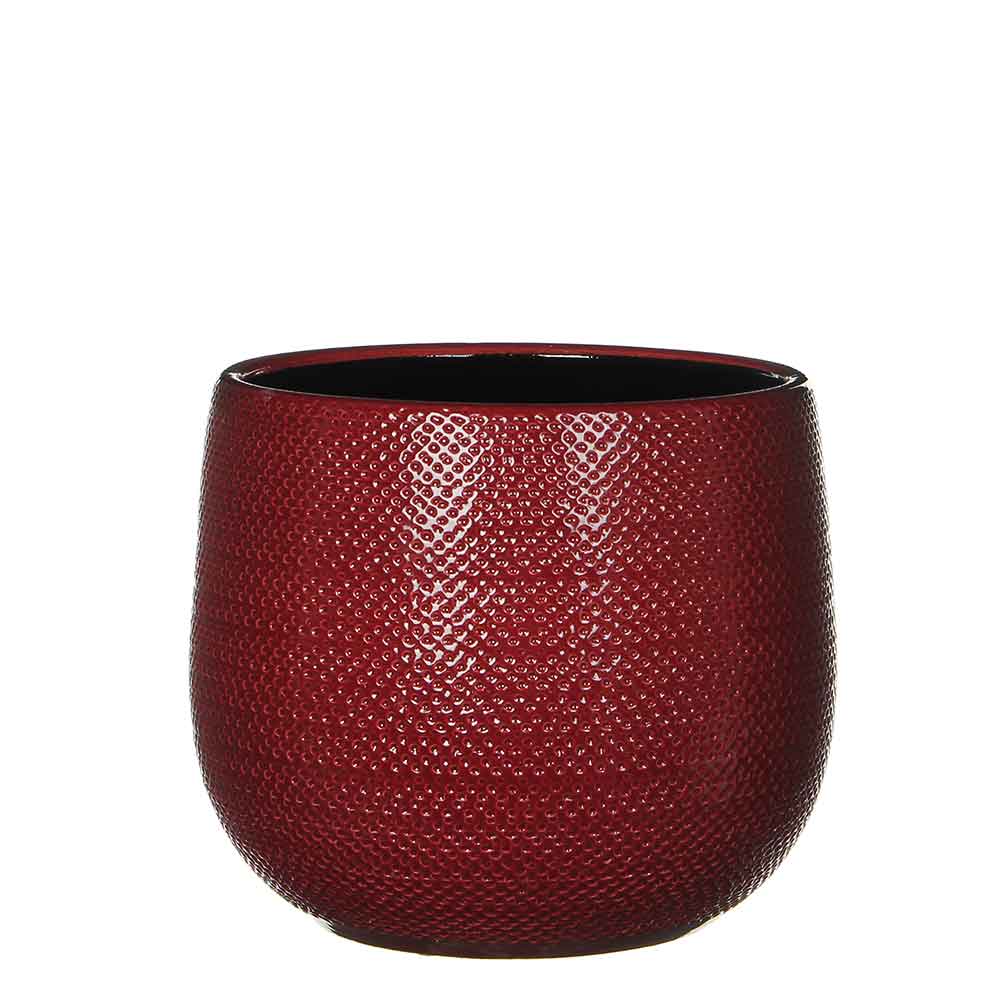Mica Decorations gabriel ronde bloempot bordeaux maat in cm: 20 x 25