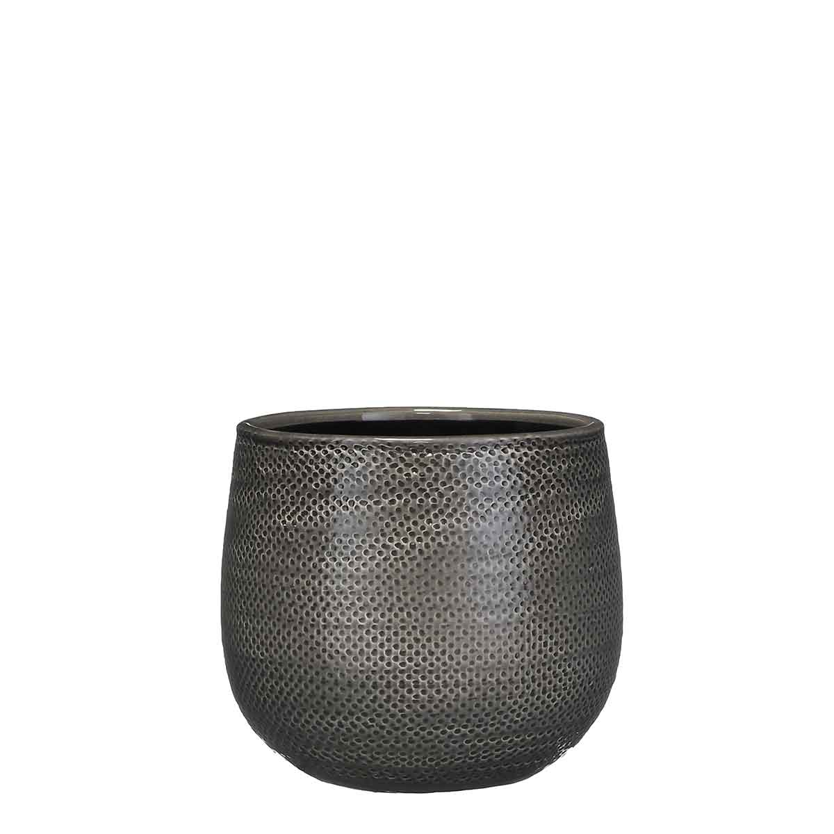 Mica Decorations gabriel ronde bloempot grijs maat in cm: 19 x 21