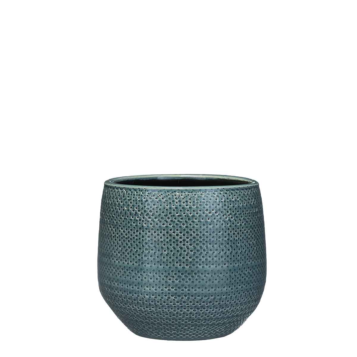 Mica Decorations gabriel ronde bloempot blauw maat in cm: 19 x 21