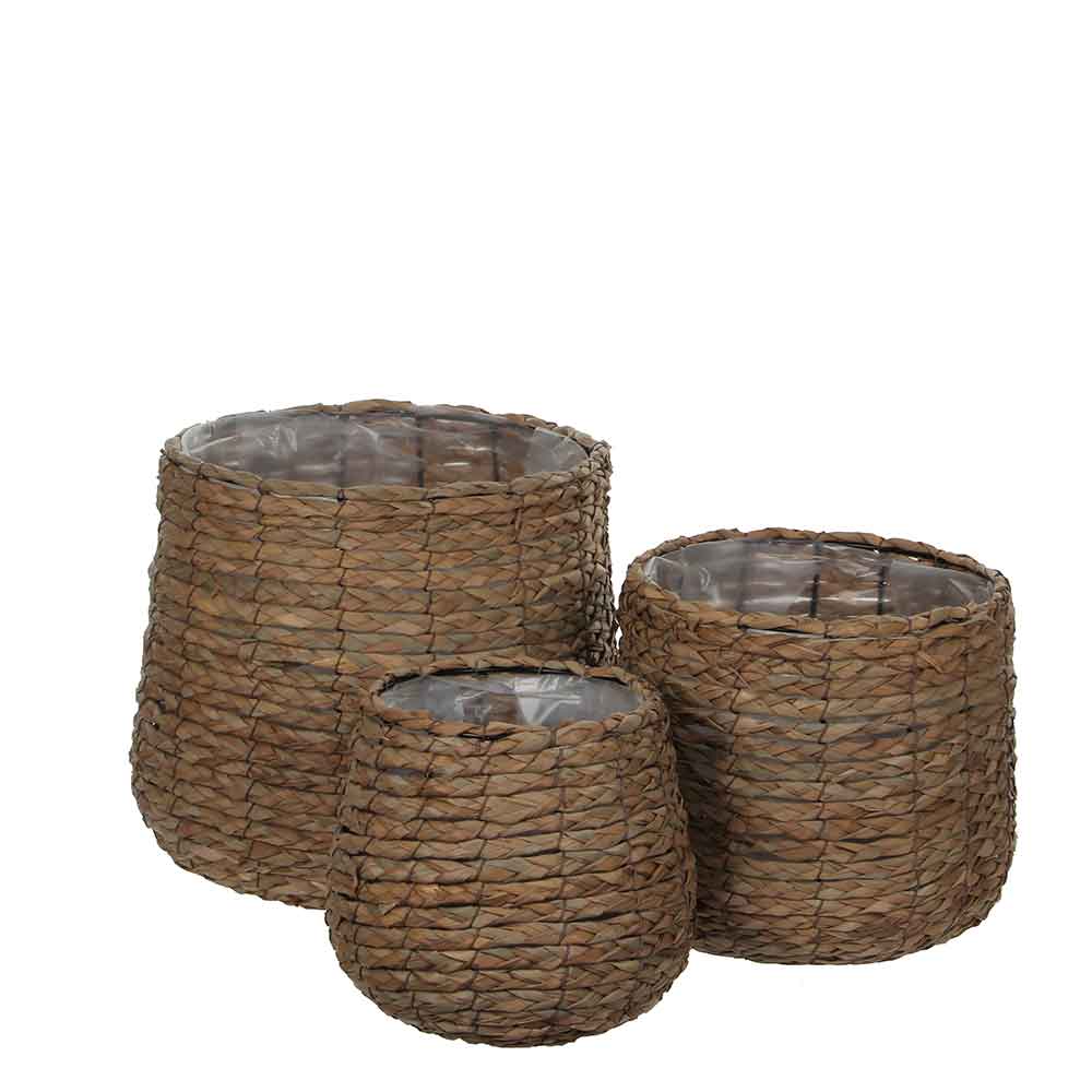 Mica Decorations ronde mand lichtbruin set van 3 grootste - 31x30