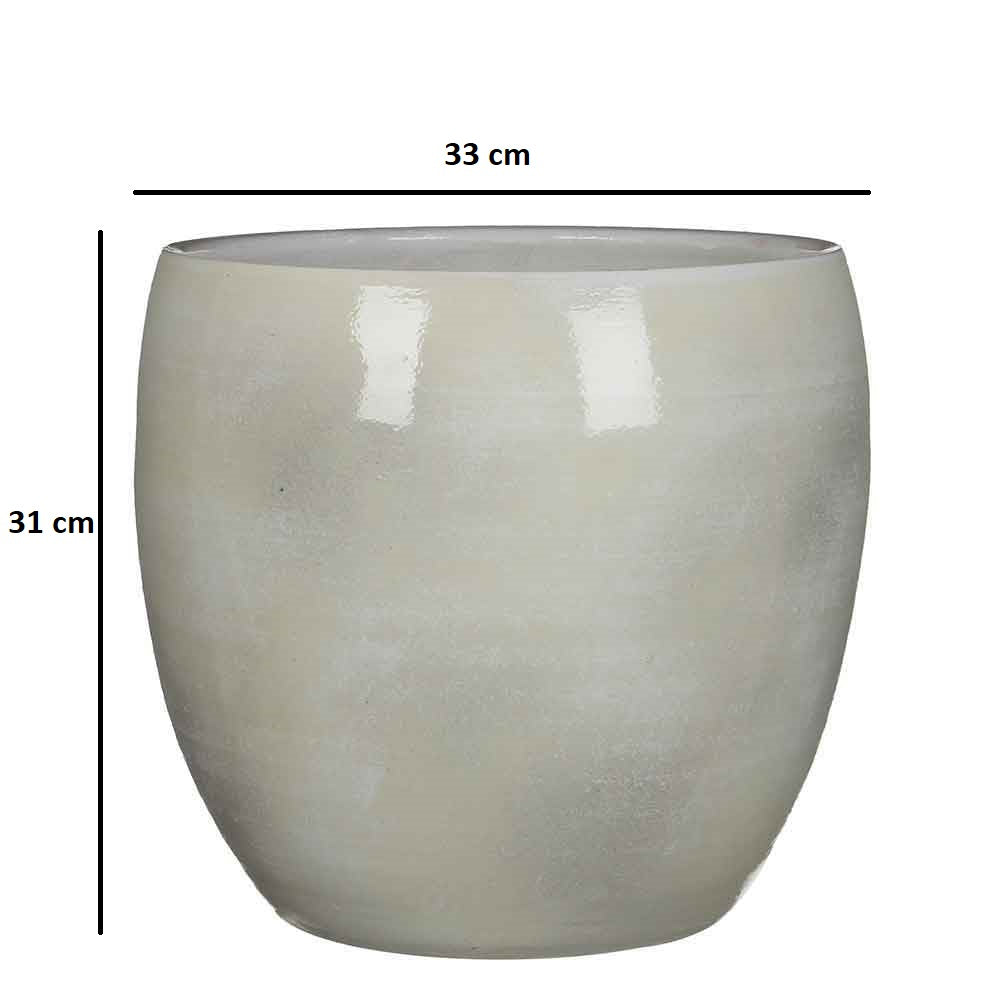 Mica Decorations Lester Ronde Bloempot - H31xØ33 cm - Lichtgrijs