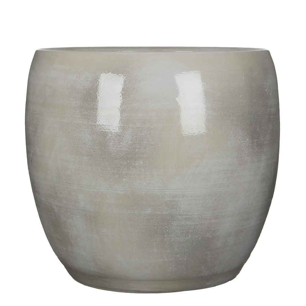 Mica Decorations lester ronde bloempot lichtgrijs maat in cm: 35 x 38