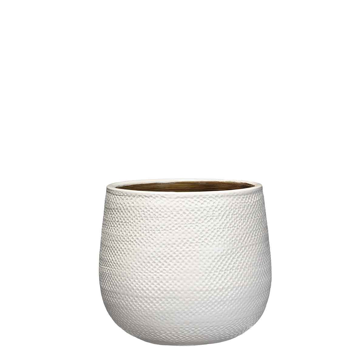 Mica Decorations gabriel ronde bloempot wit maat in cm: 19 x 21