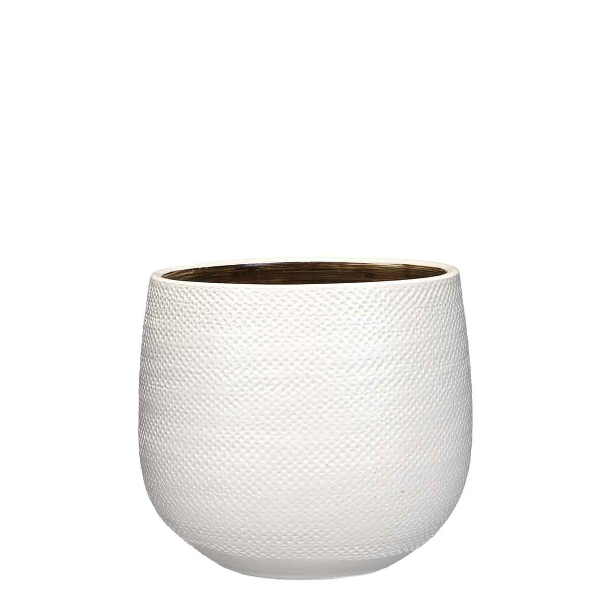 Mica Decorations gabriel ronde bloempot wit maat in cm: 20 x 25
