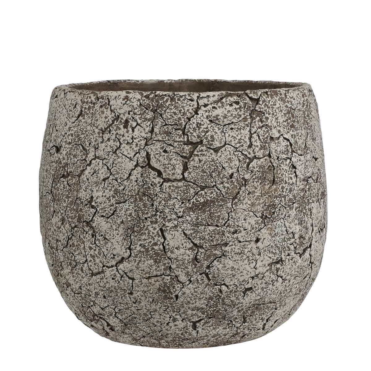Mica Decorations thomas ronde bloempot gebroken wit/grijs - 20x24