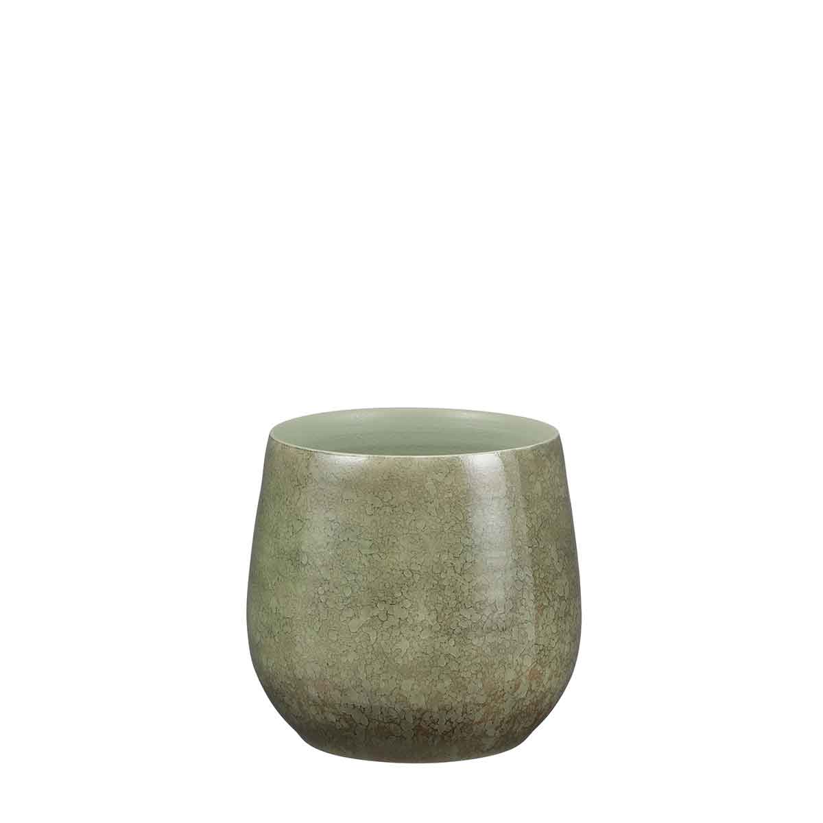 Mica Decorations oliver ronde bloempot groen maat in cm: 22 x 24