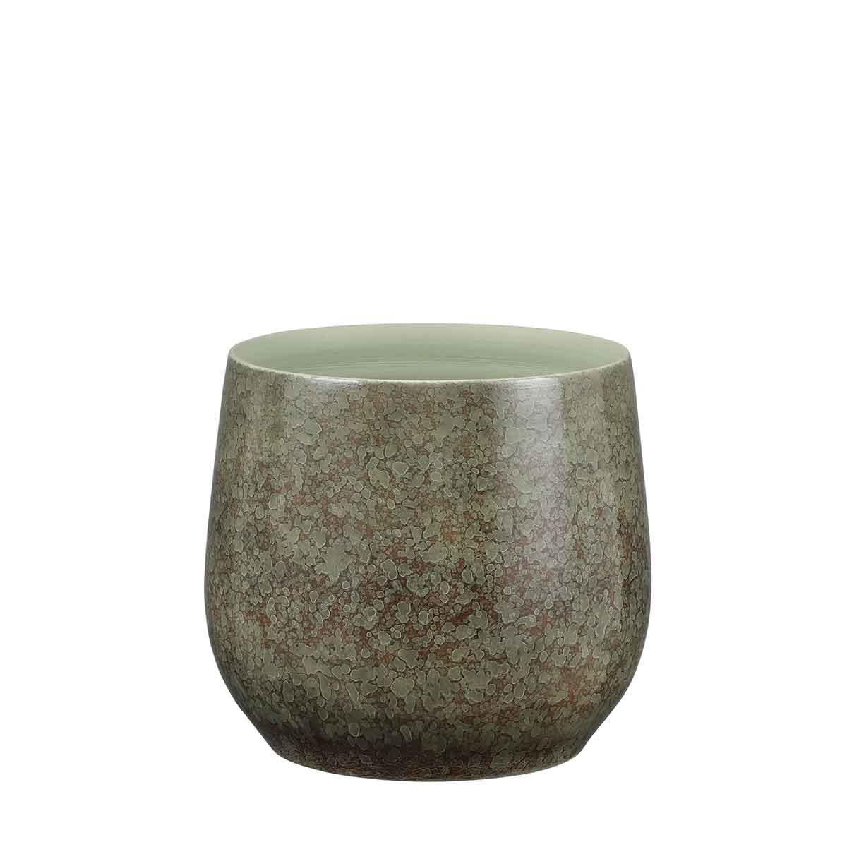 Mica Decorations Oliver Ronde Bloempot - H26 x Ø29 cm - Terra - Groen