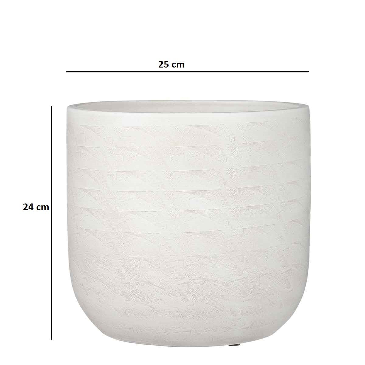 Mica Decorations Nora Ronde Bloempot - H24 x Ø25 cm - Terra - Wit