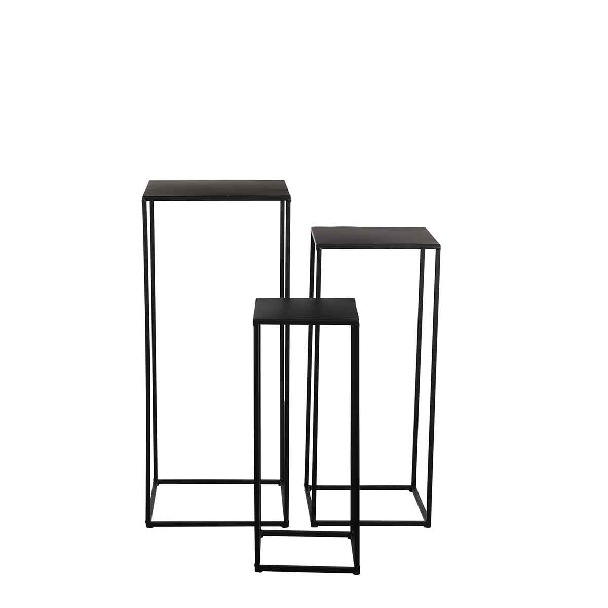 Mica Decorations Quinty Bijzettafels - 30x30x70 cm - Set van 3 - Zwart