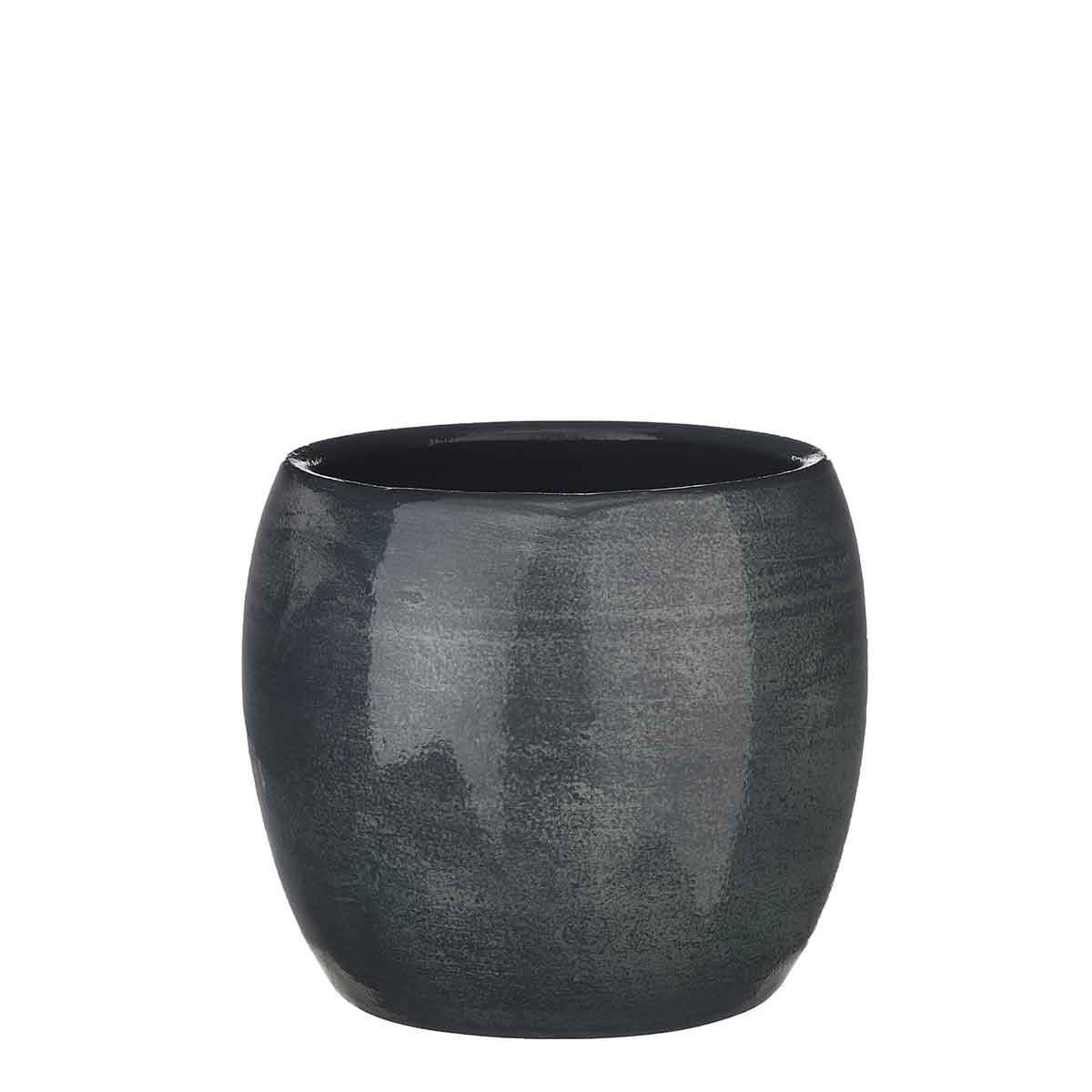 Mica Decorations lester ronde bloempot donkerblauw maat in cm: 18 x 20