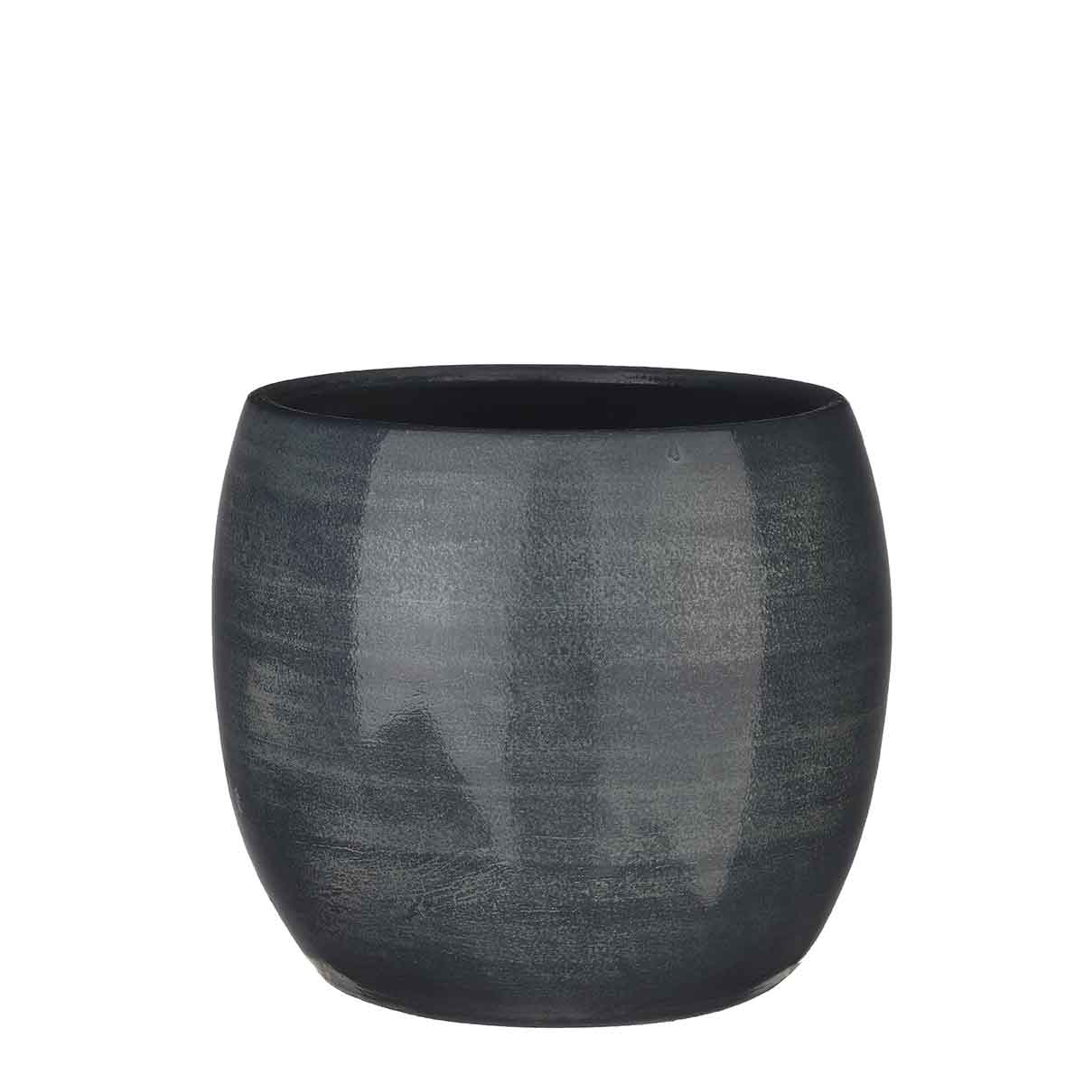Mica Decorations lester ronde bloempot donkerblauw maat in cm: 22 x 24