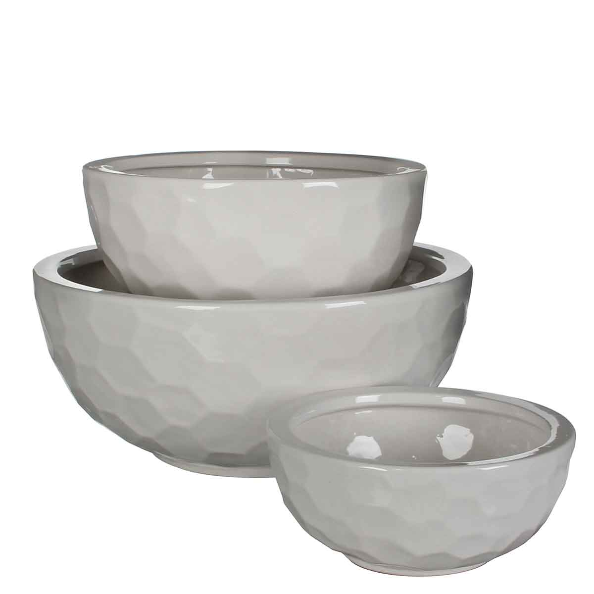 Mica Decorations diamond ronde schaal wit set van 3 grootste - 17x39