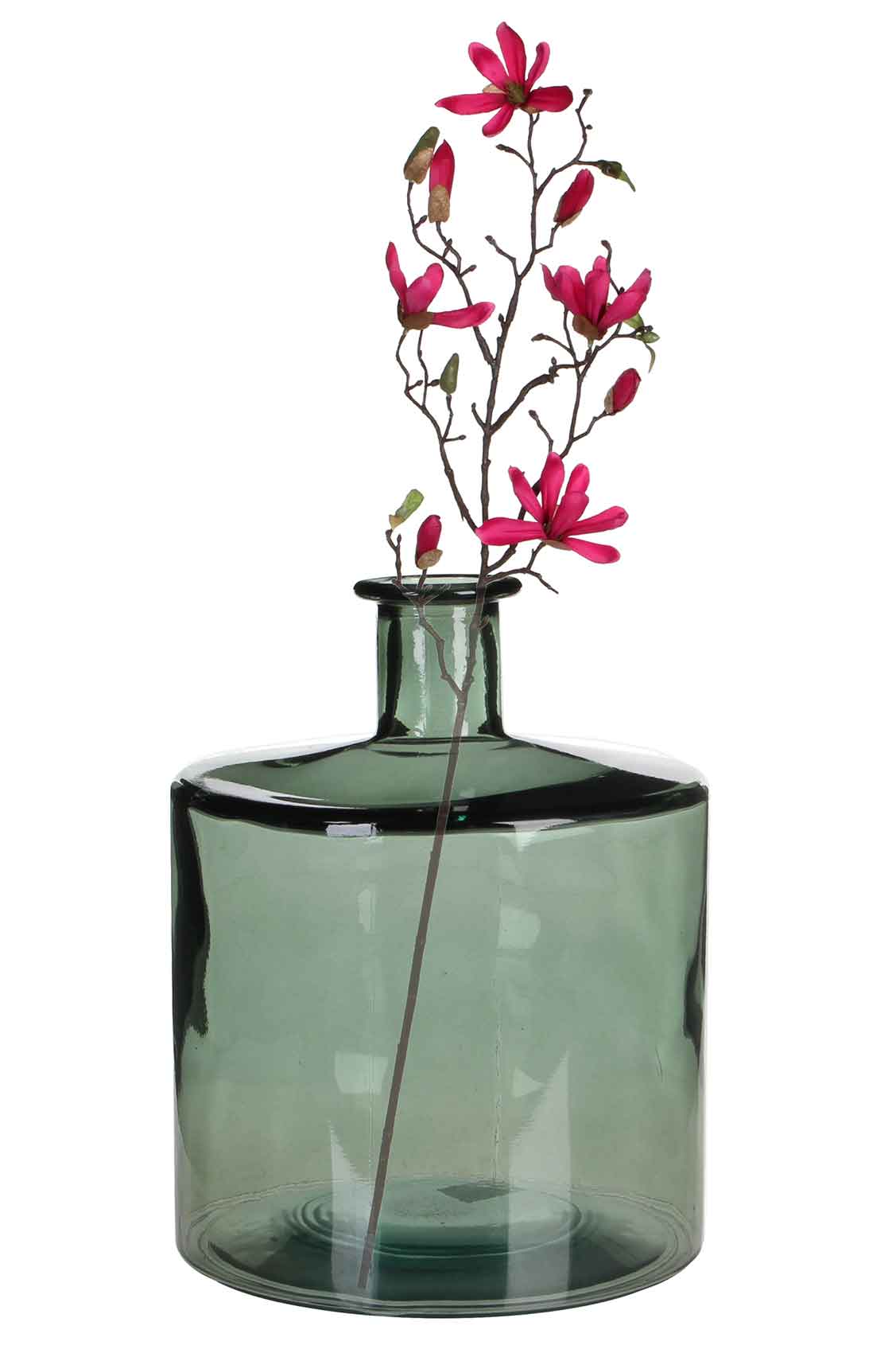 Mica Decorations Guan Fles - H26xØ21 cm - Glas - Groen/grijs