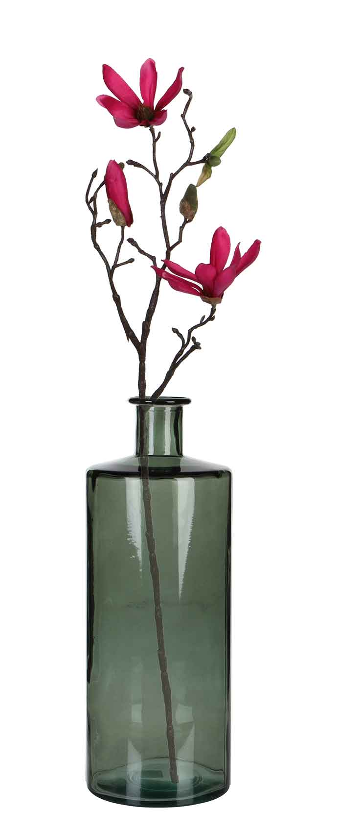 Mica Decorations Guan Fles Vaas - H40 x Ø15 cm - Glas - Groen/Grijs