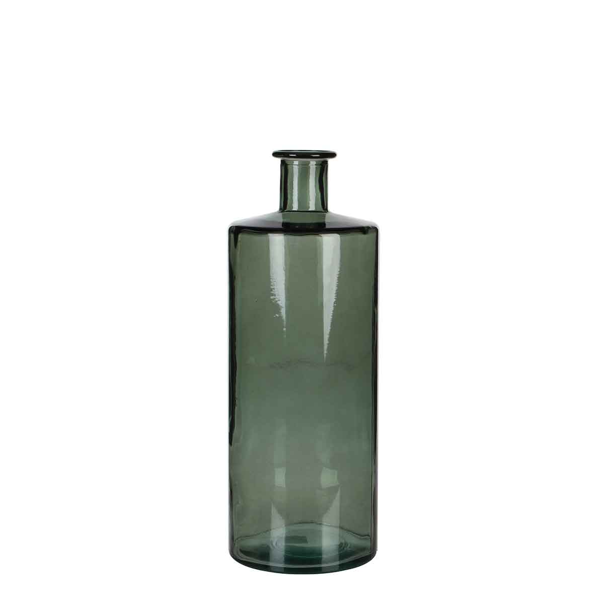 Mica Decorations Guan Fles Vaas - H40 x Ø15 cm - Glas - Groen/Grijs