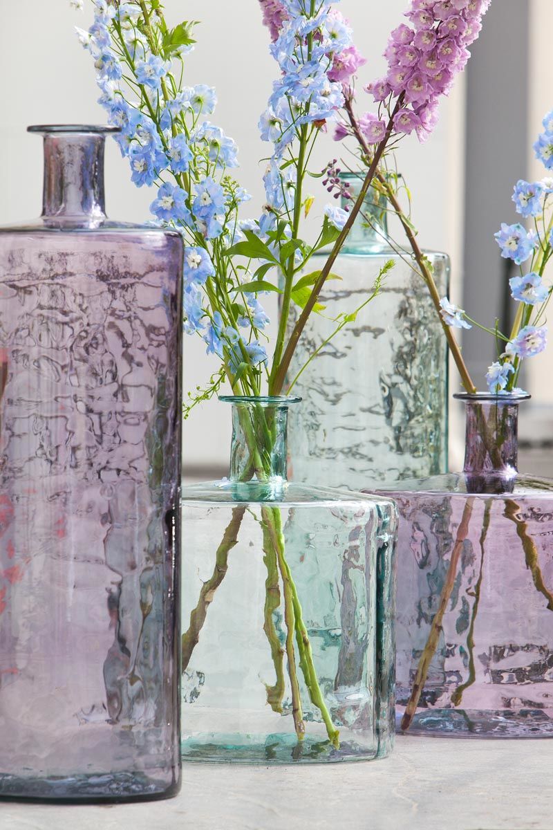 Mica Decorations Guan Fles Vaas - H26 x Ø21 cm - Glas - Transparant