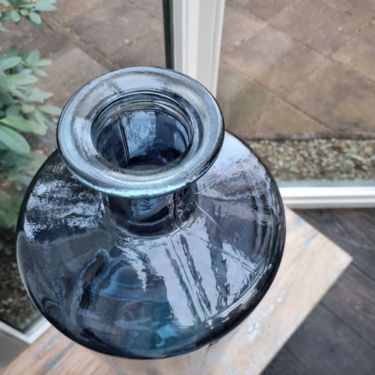 Mica Decorations Guan Vaas Fles - H75 x Ø25 cm - Glas - Blauw