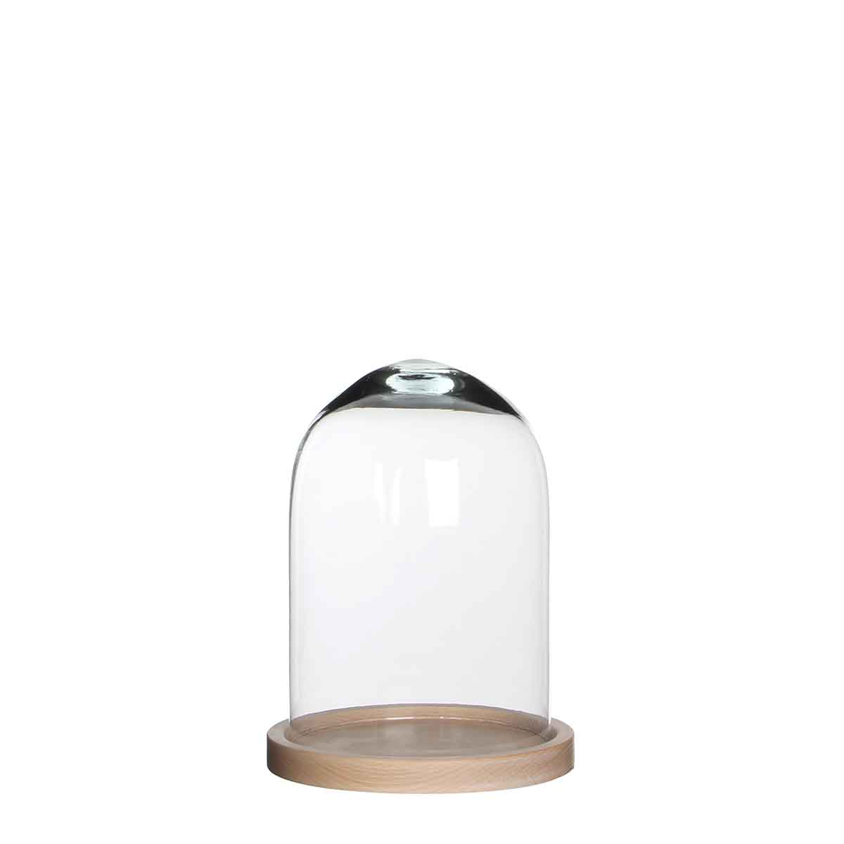 Mica Decorations Hella Stolp met Houten Bord - H23 x Ø17 cm - Glas