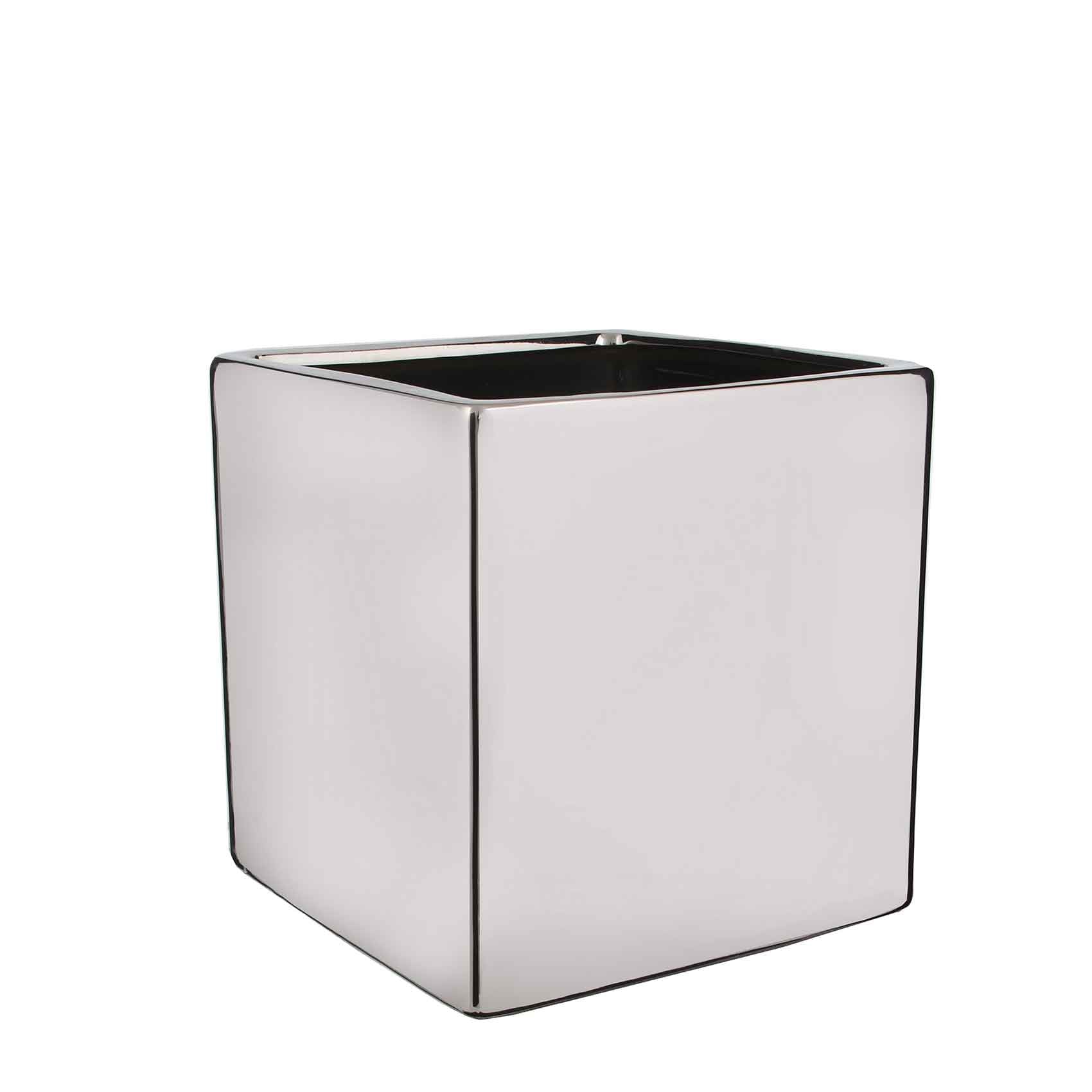 Mica Decorations chaz bloempot vierkant zilver maat in cm: 21x21x21