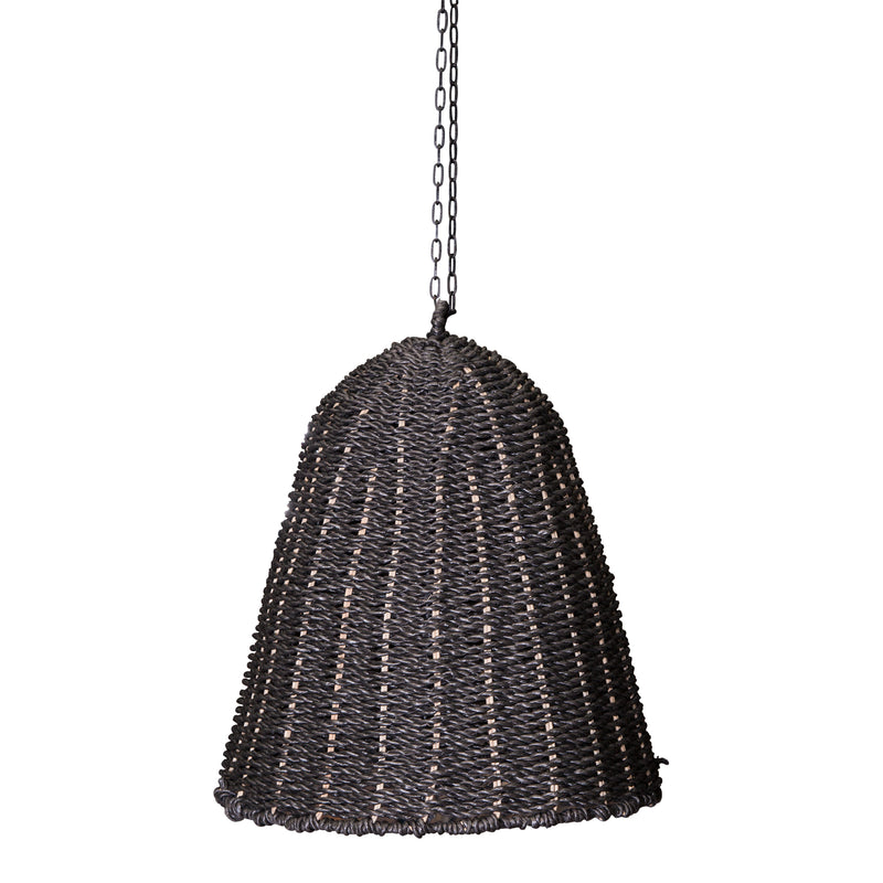 PTMD Lars zwarte hangende lampenkap van geweven zeegras - 40x40x50