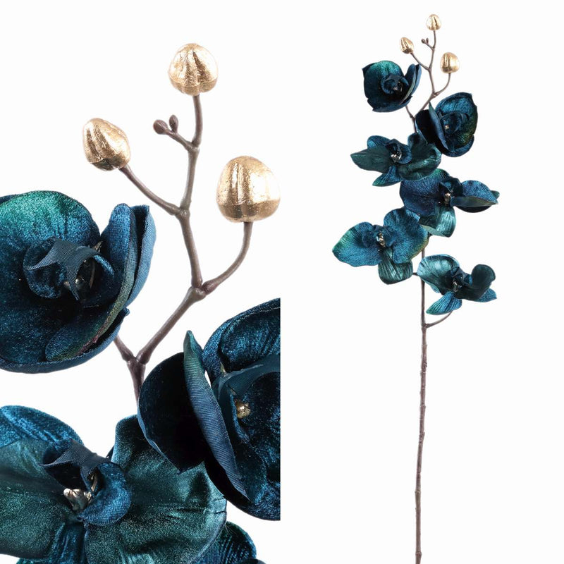 PTMD Orchidee Kunstbloem - 35 x 18 x 79 cm  - Kunststof - Blauw