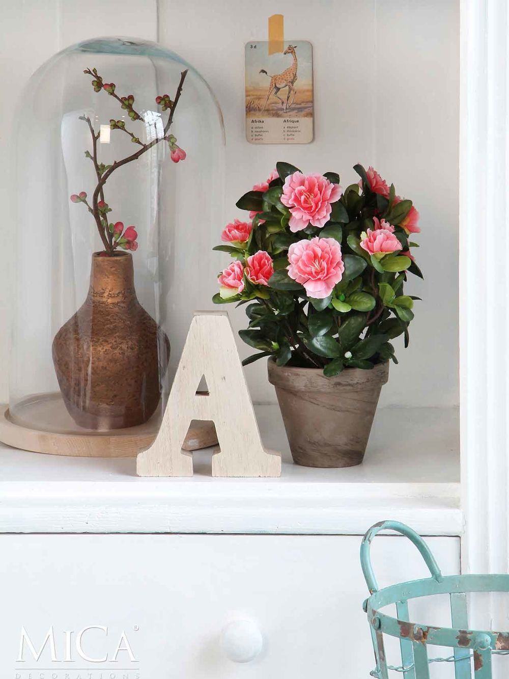 Mica Decorations Hella Stolp met Houten Bord - H23 x Ø17 cm - Glas