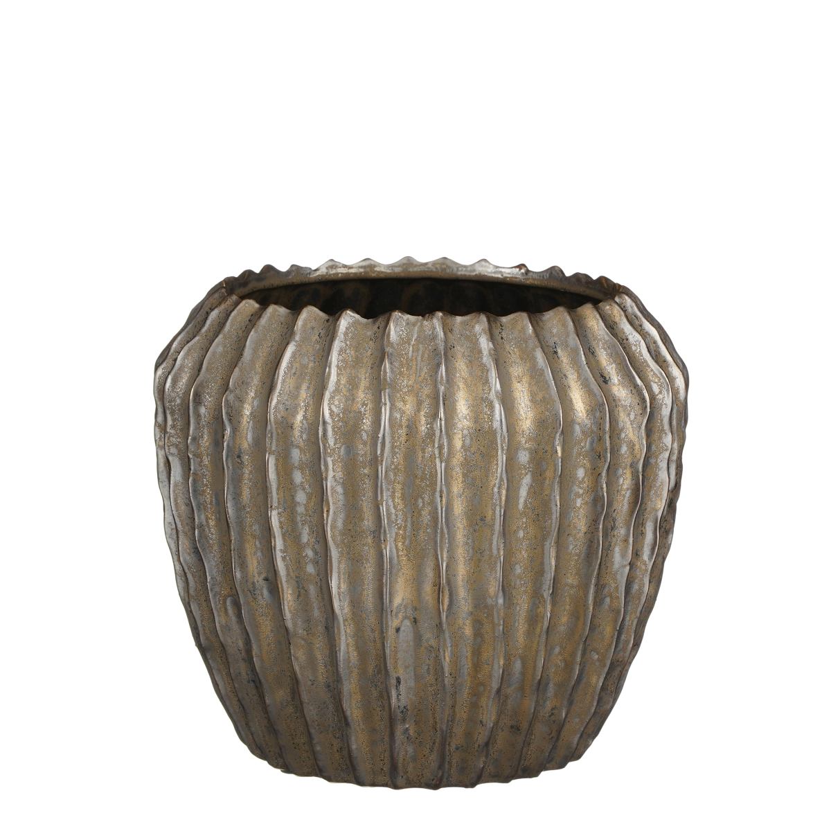 Mica Decorations Noma Bloempot - 24x24x21 cm - Keramiek - Brons