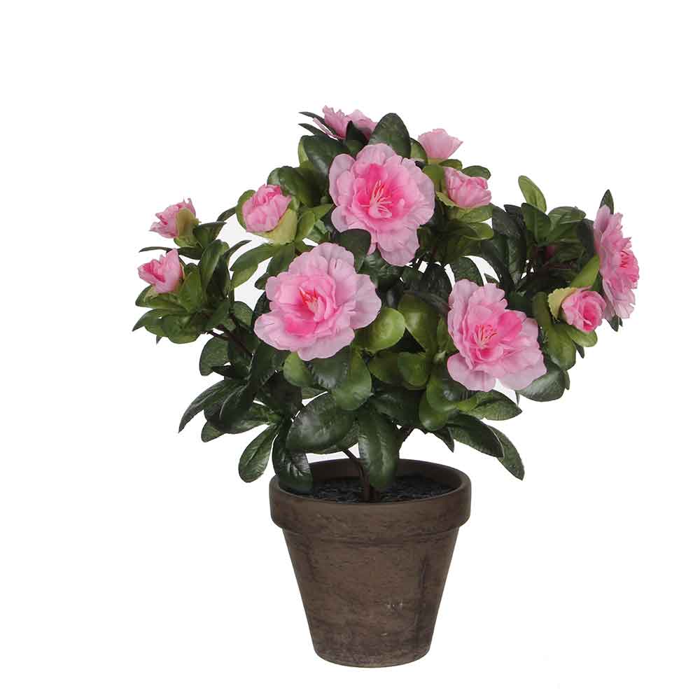 Mica Decorations azalea roze in pot stan grijs (dia 11) maat in cm: 27
