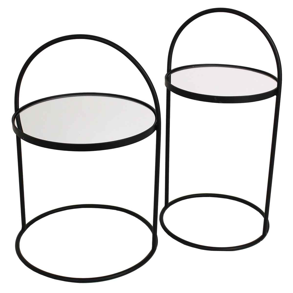 SVJ Home Decorations Mensa Tafel - H64 x Ø41 cm - Set van 2 - Zwart