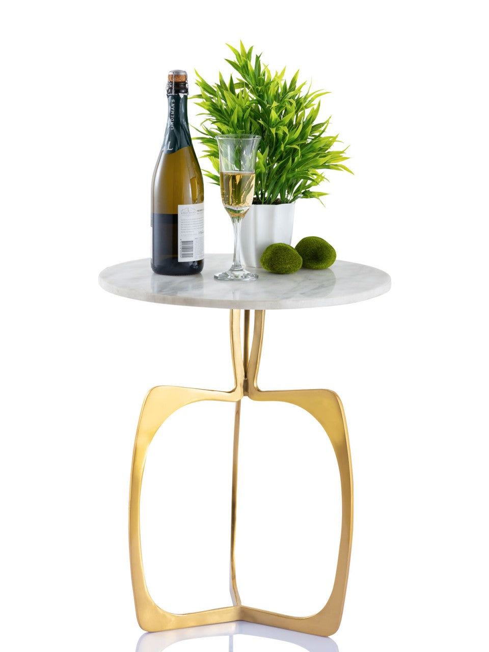 SVJ Bijzettafel Rond - 45 x 45 x 56 cm - Marmer/Aluminium - Goud
