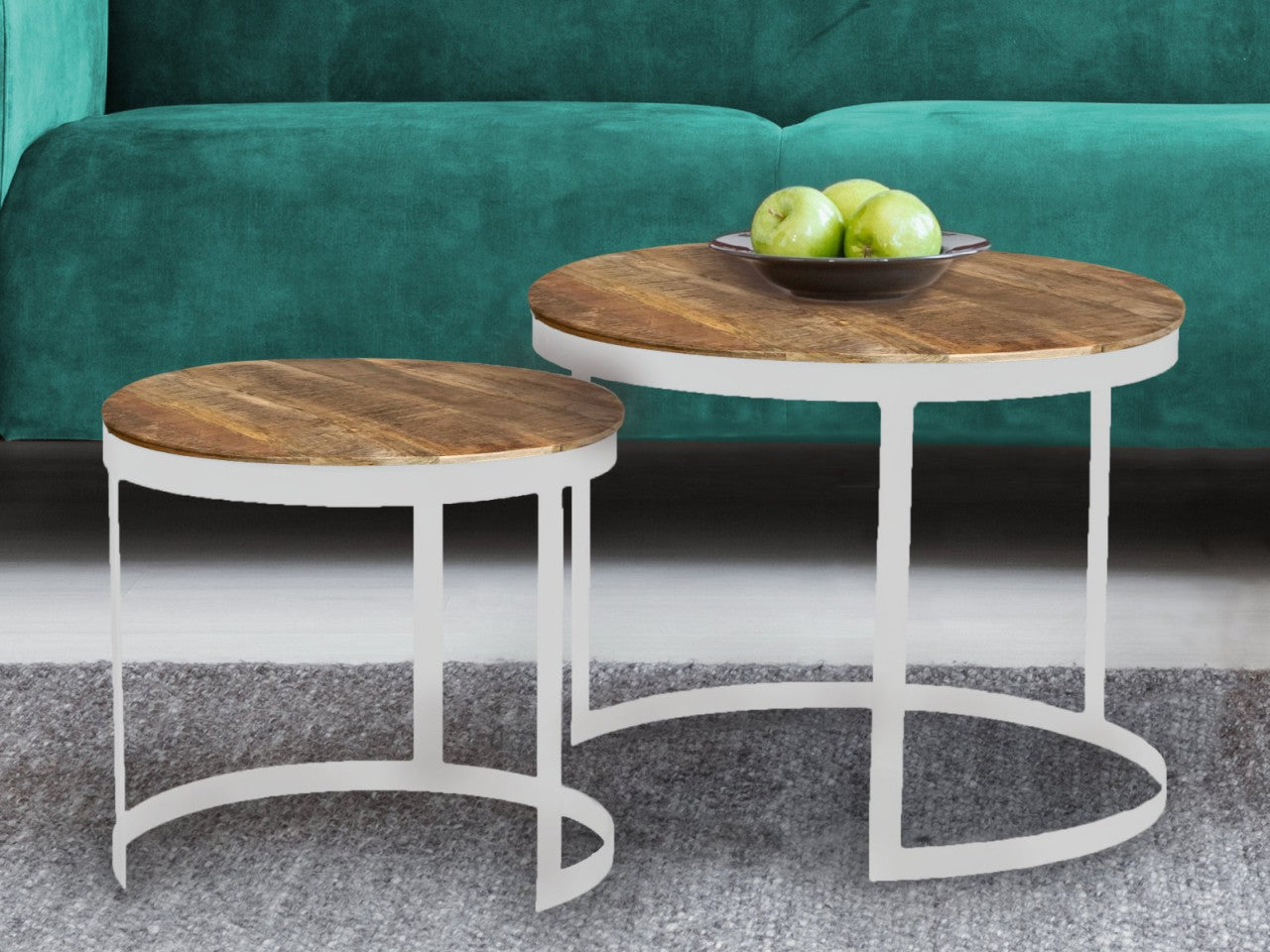 SVJ Salontafel Rond - 58 x 58 x 46 cm - Metaal - Wit - Set van 2