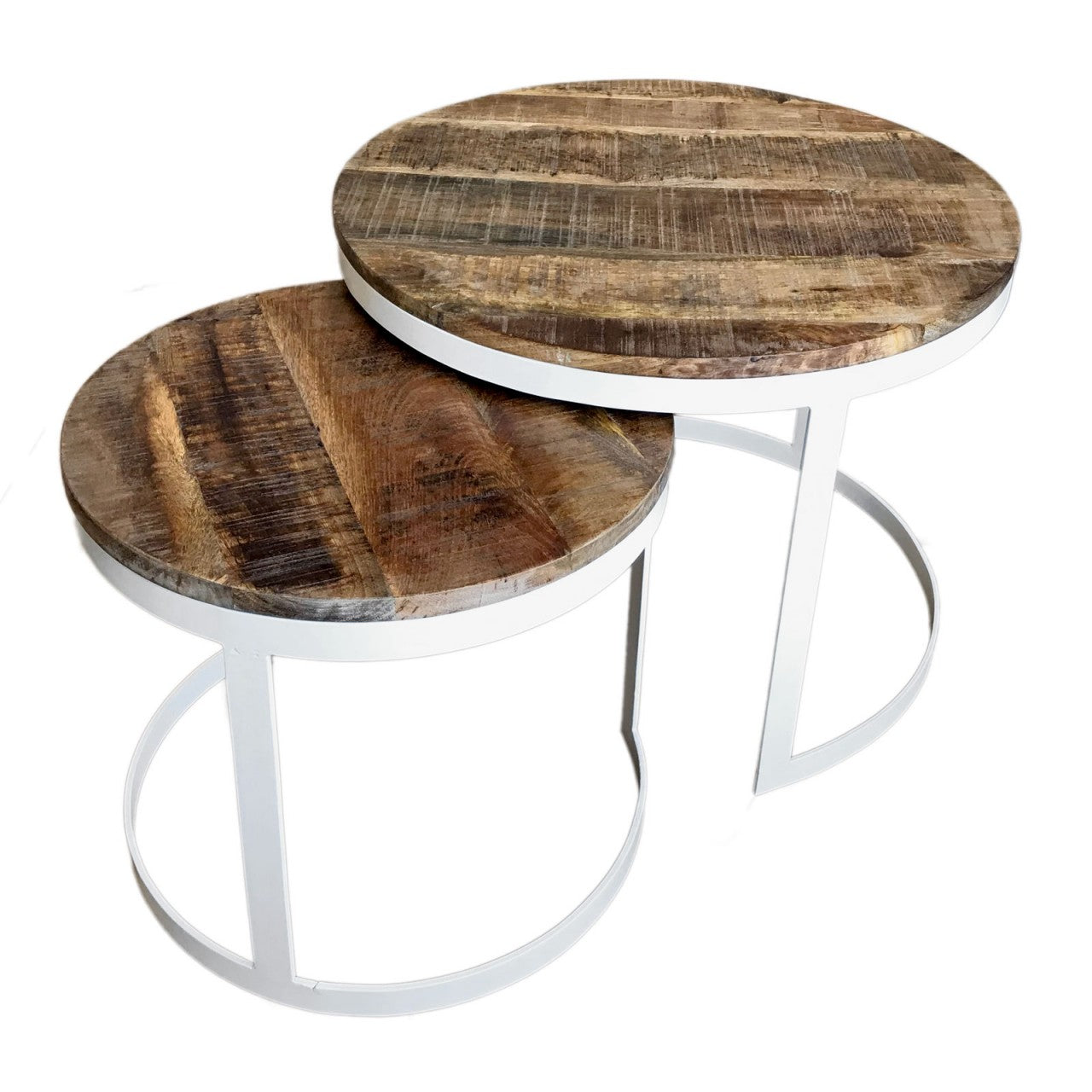 SVJ Salontafel Rond - 58 x 58 x 46 cm - Metaal - Wit - Set van 2